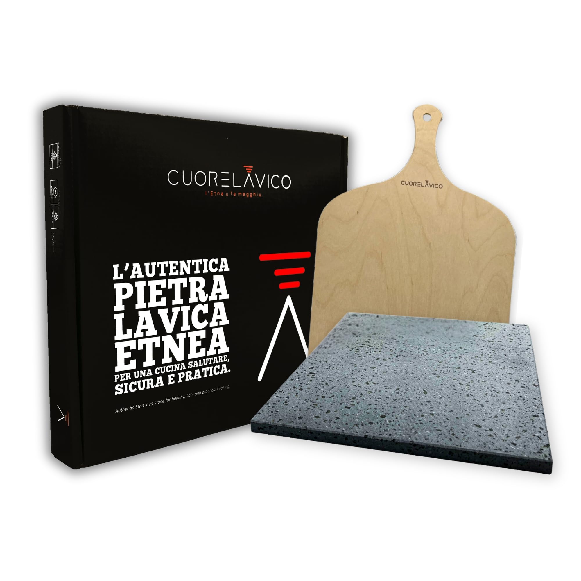 Plaque réfractaire en pierre de lave ethnée 30 x 30 x 1,5 cm – légère, résistante, utilisable au four, au gaz ou au barbecue – Idéal pour pizza et pain