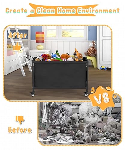 Miniatura 3 de Caja de juguetes grande para niños de 100 litros con ruedas, organizador de almacenamiento de baúl de juguetes para niños pequeños, niños, niñas,