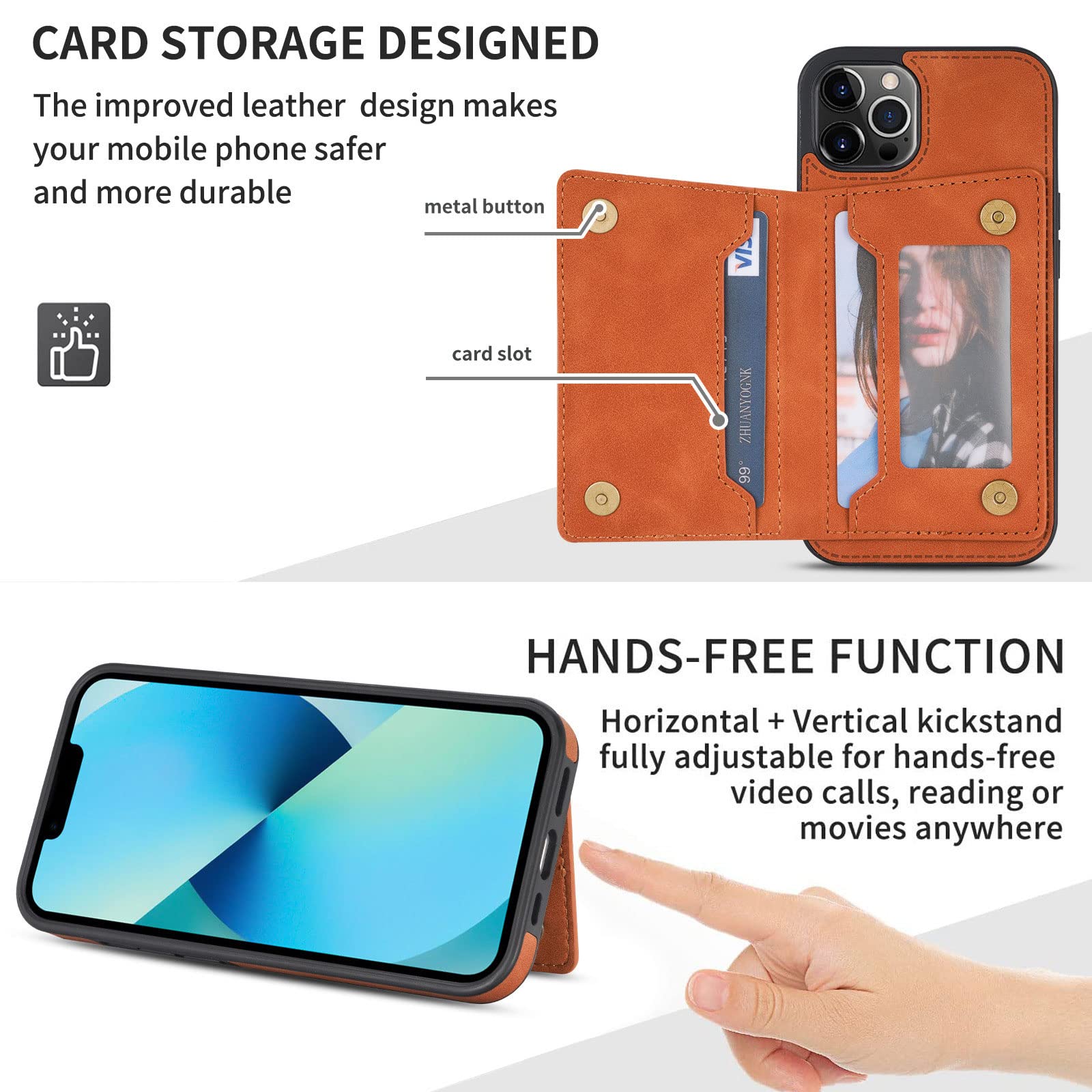 Etui do iPhone 14/14 Pro/14 Plus/14 Pro Max, skórzany portfel z 2 przegródkami na karty, z klapką, etui na telefon komórkowy, zapięcie magnetyczne, etui ochronne, czarne, 14 Plus 6,7"