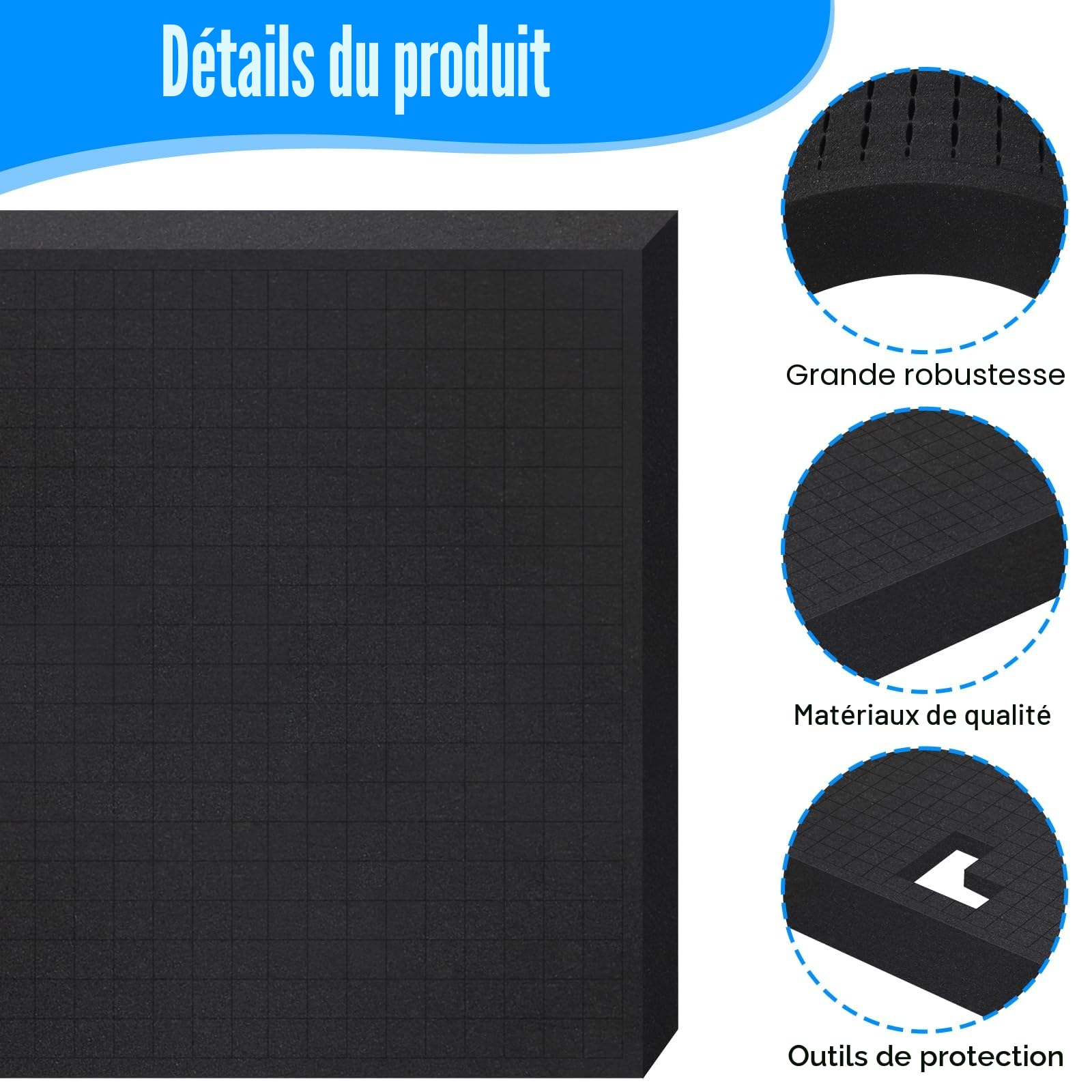 Lot de 2 mousses prédécoupées (400 x 300 x 50 mm), outils, inserts en mousse pour transport et découpe de qualité supérieure pour emballage, stockage, bricolage