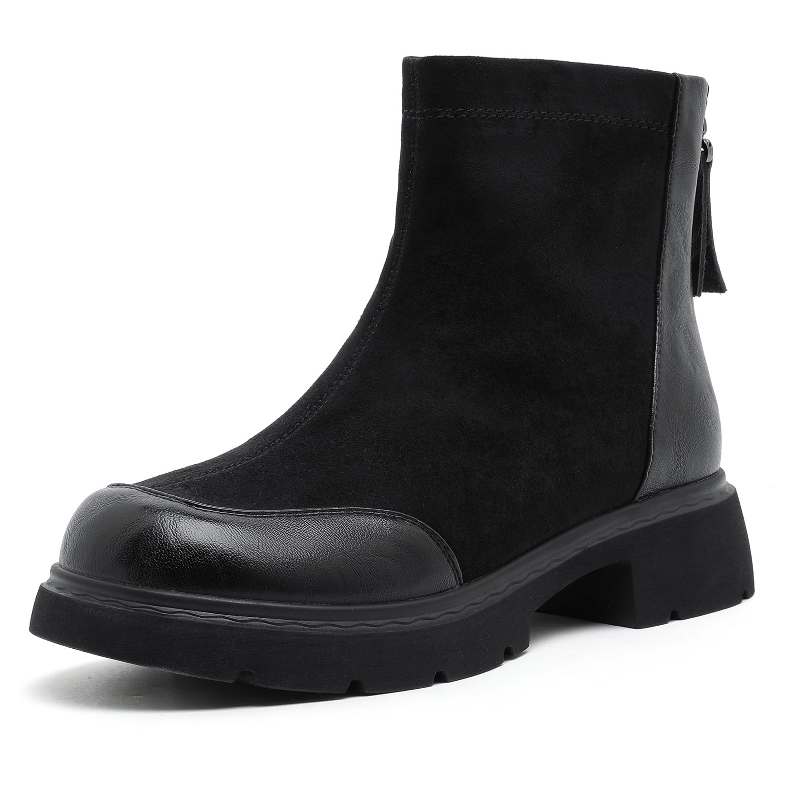 Womens Solid Mid-Height Boot Durable Rubber Memory Foam Insole Non-Slip Outsole All-Weather Comfort