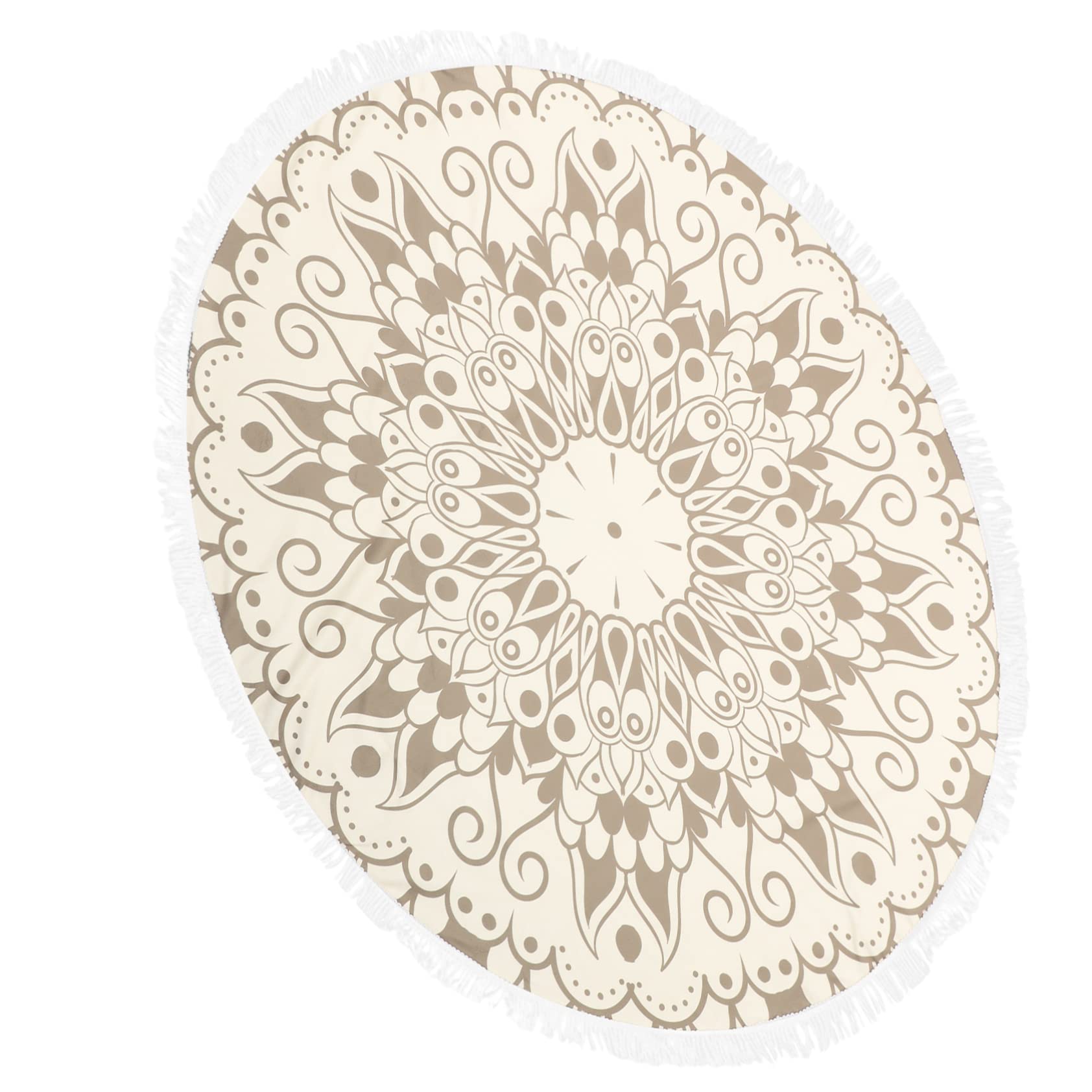 Serviette de Plage Ronde en Tissu Ultra Doux 150cm avec Imprimé Mandala et Franges, Séchage Rapide et Absorption d'eau pour Voyage International