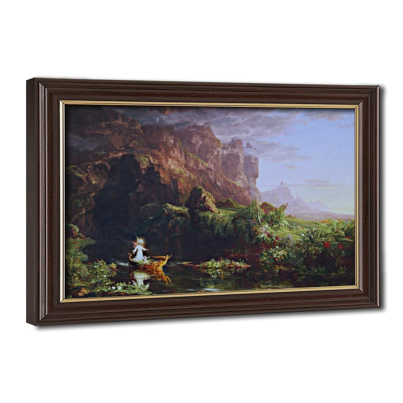 WCYB The Voyage of Life Childhood by Thomas Cole Posters Prints Canvas Deco Paintings Wall Art Hangable Frame 8" L X 12" W