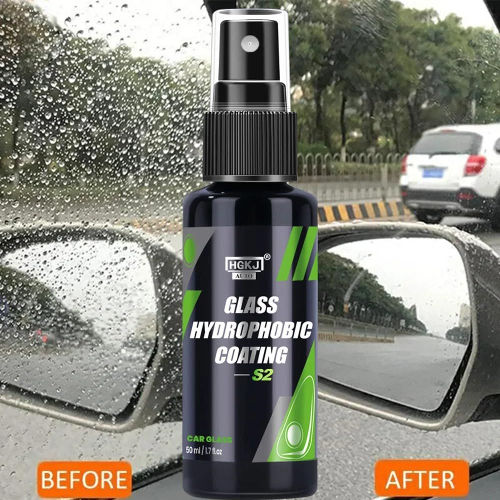 BQTEC Agent anti-pluie HGKJ : revêtement hydrophobe en verre pour voiture - Protection avancée contre la pluie - Améliore la visibilité et la durabilité - Application facile