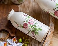 Vista 6 de Juego de 2 jarrones de cerámica, pequeños jarrones de flores vintage para centros de mesa rústicos de granja, boda, hogar, mesa, repisa, estante
