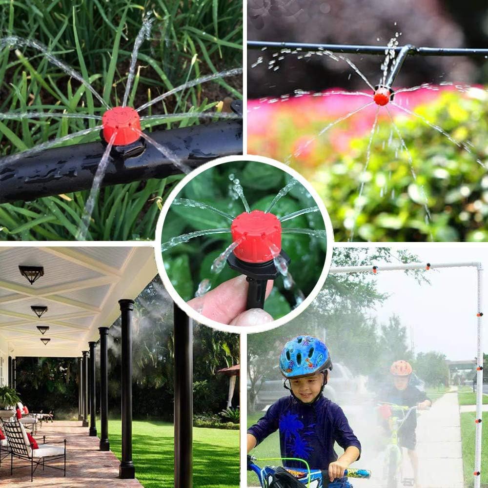 Kit de sistema de riego por goteo de 50 pies, sistema de riego de jardín con piezas de tubo de riego por goteo de 1/4 pulgadas, equipo de riego automático para plantas al aire libre, jardín,