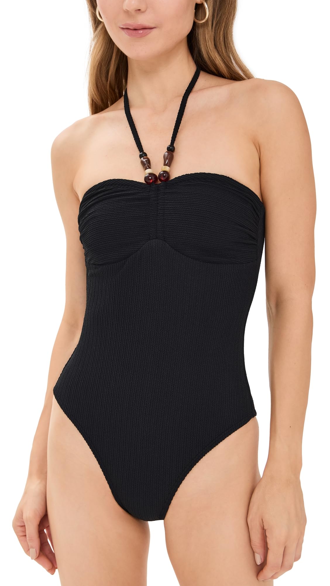 Shoshanna womens Beaded Jet Texture Cinched One Piece