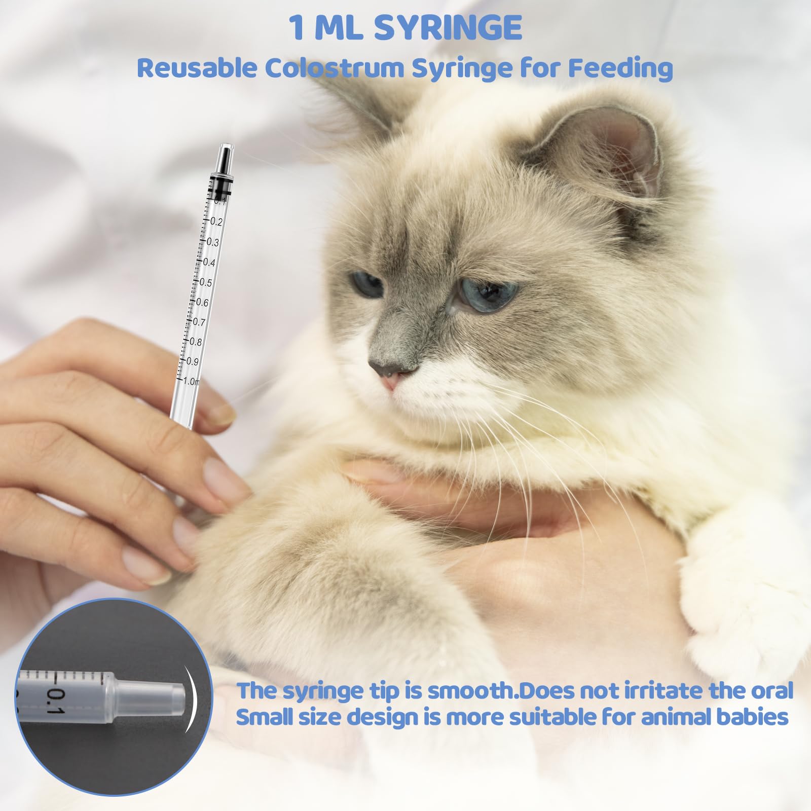 60 sztuk strzykawek 1 ml, sterylne, bez igieł, strzykawki jednorazowe z siarą, 1 ml, z nasadkami do karmienia małych zwierząt, pomiaru płynów i laboratoriów naukowych