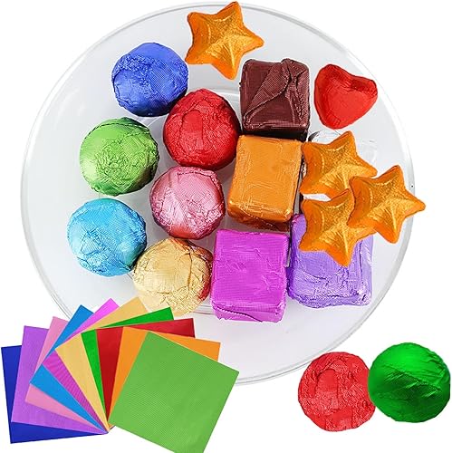 Miniatura 4 de 100 envoltorios de caramelo de aluminio, envoltorios de barra de caramelo de 4 x 4 pulgadas, envoltura cuadrada de papel de aluminio para barras de