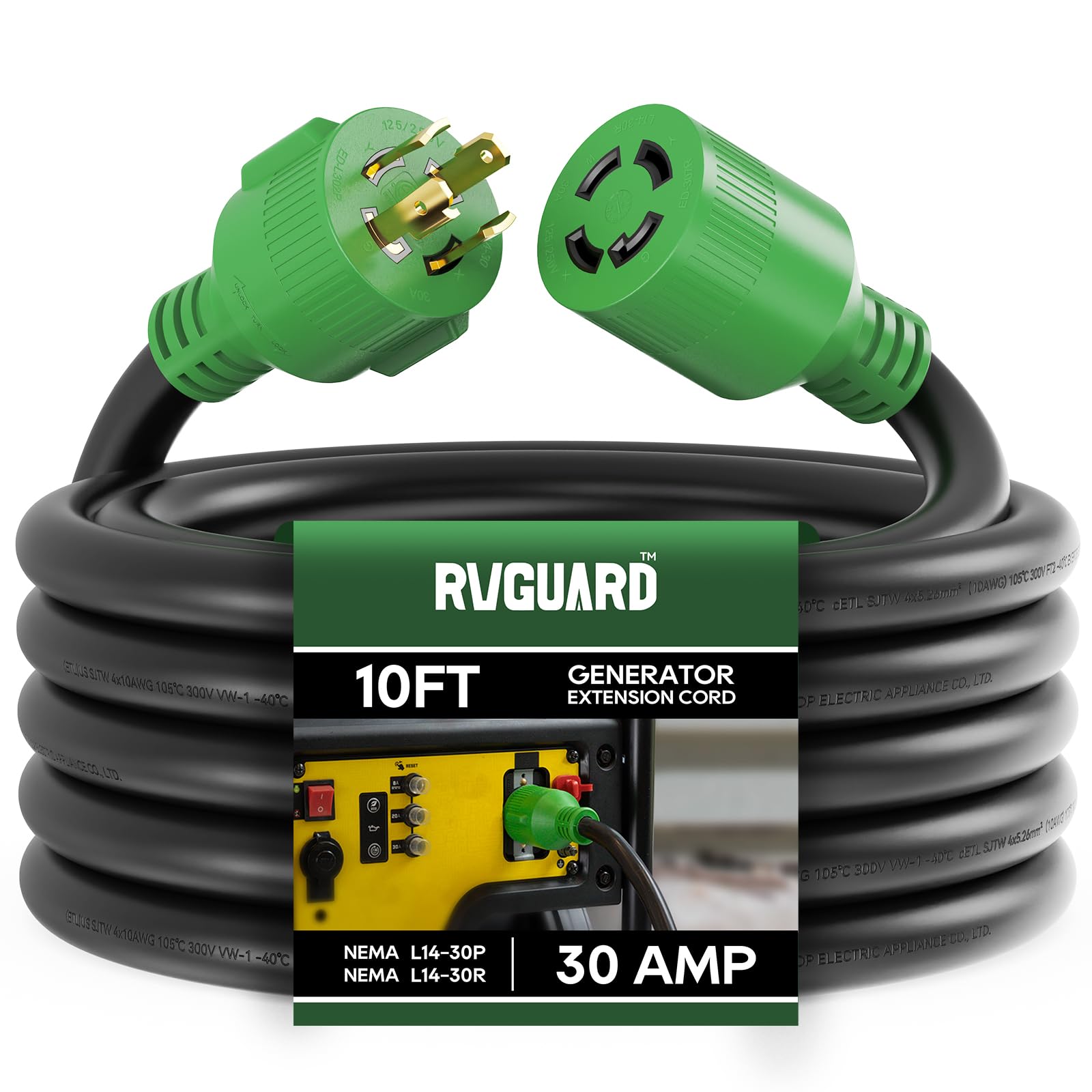 Amazon.com: RVGUARD 4 Prong 30 Amp 10 Foot Generator Extension