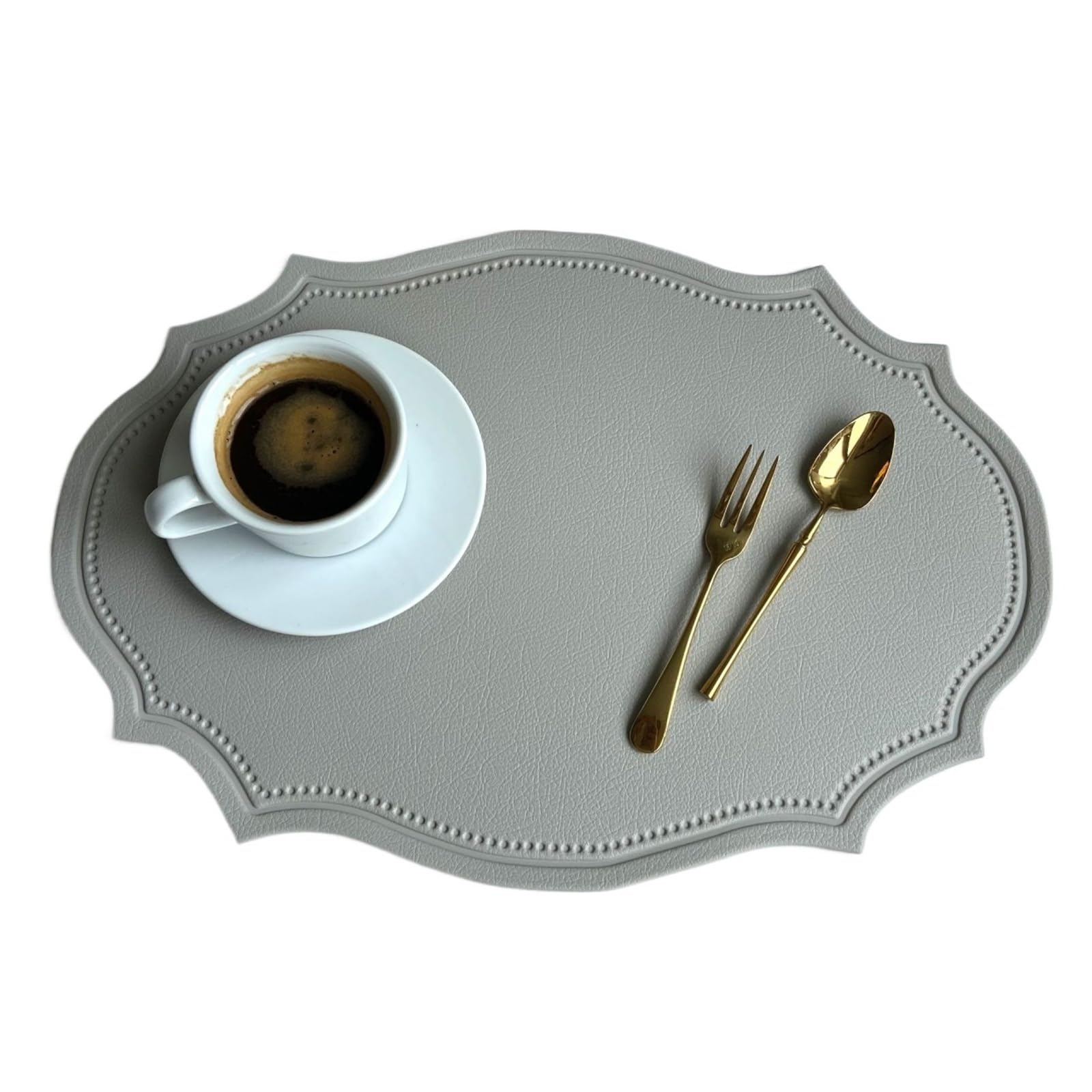 Set de table en cuir PU haut de gamme de forme ovale irrégulière