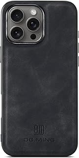 فاسينيشن حافظة حماية متوافقة مع ايفون 16 برو ماكس، جراب خلفي مغناطيسي من الجلد الفاخر لموبايل (اسود)