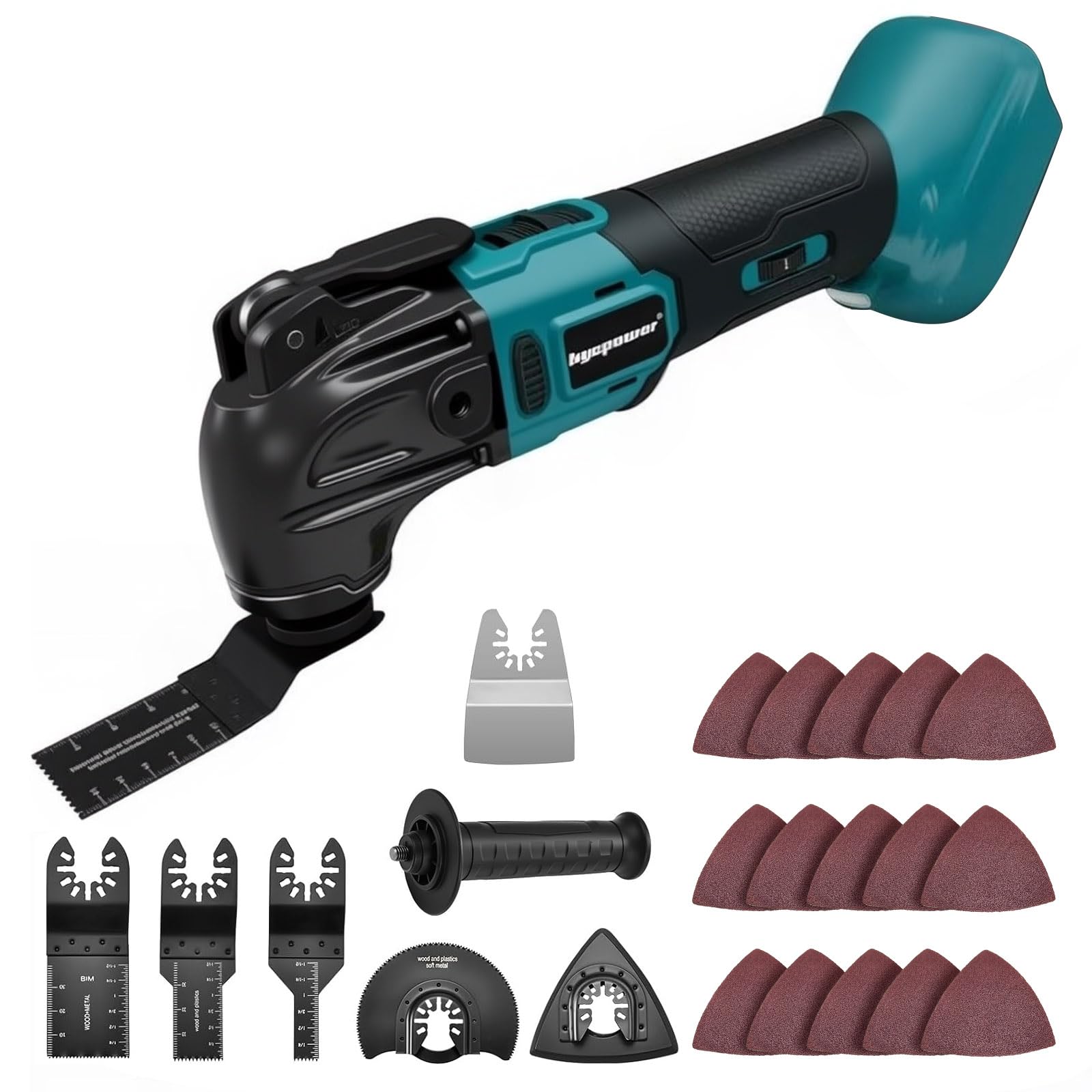 Akku-Multifunktionswerkzeug Satz für Makita Akku 18V Li-Ion, 23 Zubehör Multitool Oszillationswerkzeug mit 6 Variablen Geschwindigkeiten,Bürstenlos Motor, zum Schneiden,Bohren(ohne Akku)