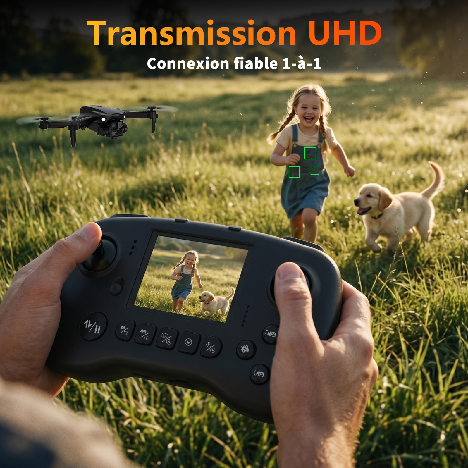 Drone avec caméra 1080P pour adultes, Drones RC avec télécommande à écran