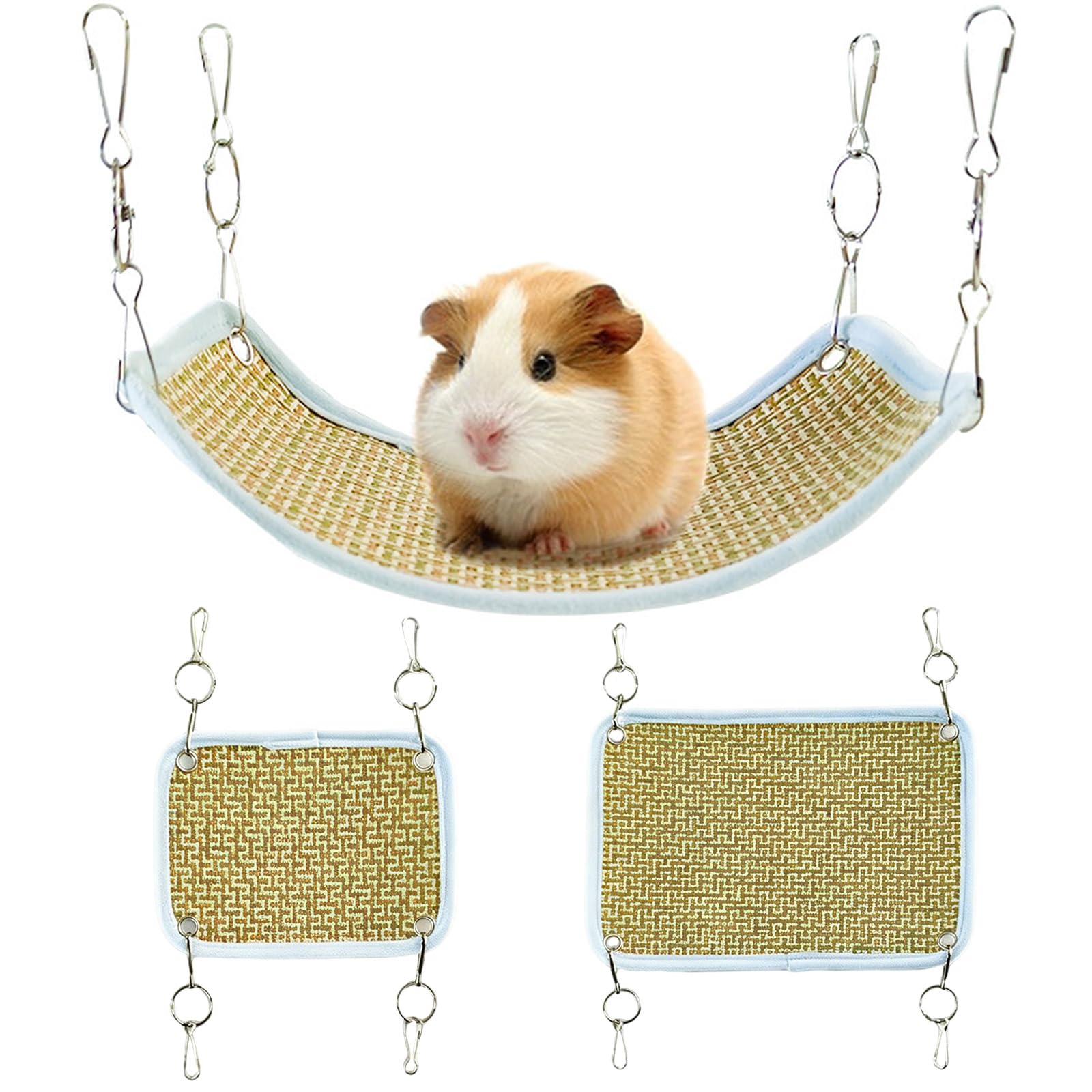 BSITSSS 2 PCS Hamster Hammock in Different Size, Guinea Pig Hammock, Small Animal Hanging Hammocks for Rats Guinea Pigs Ferrets Chinchillas Degu Pet Cage Accessories