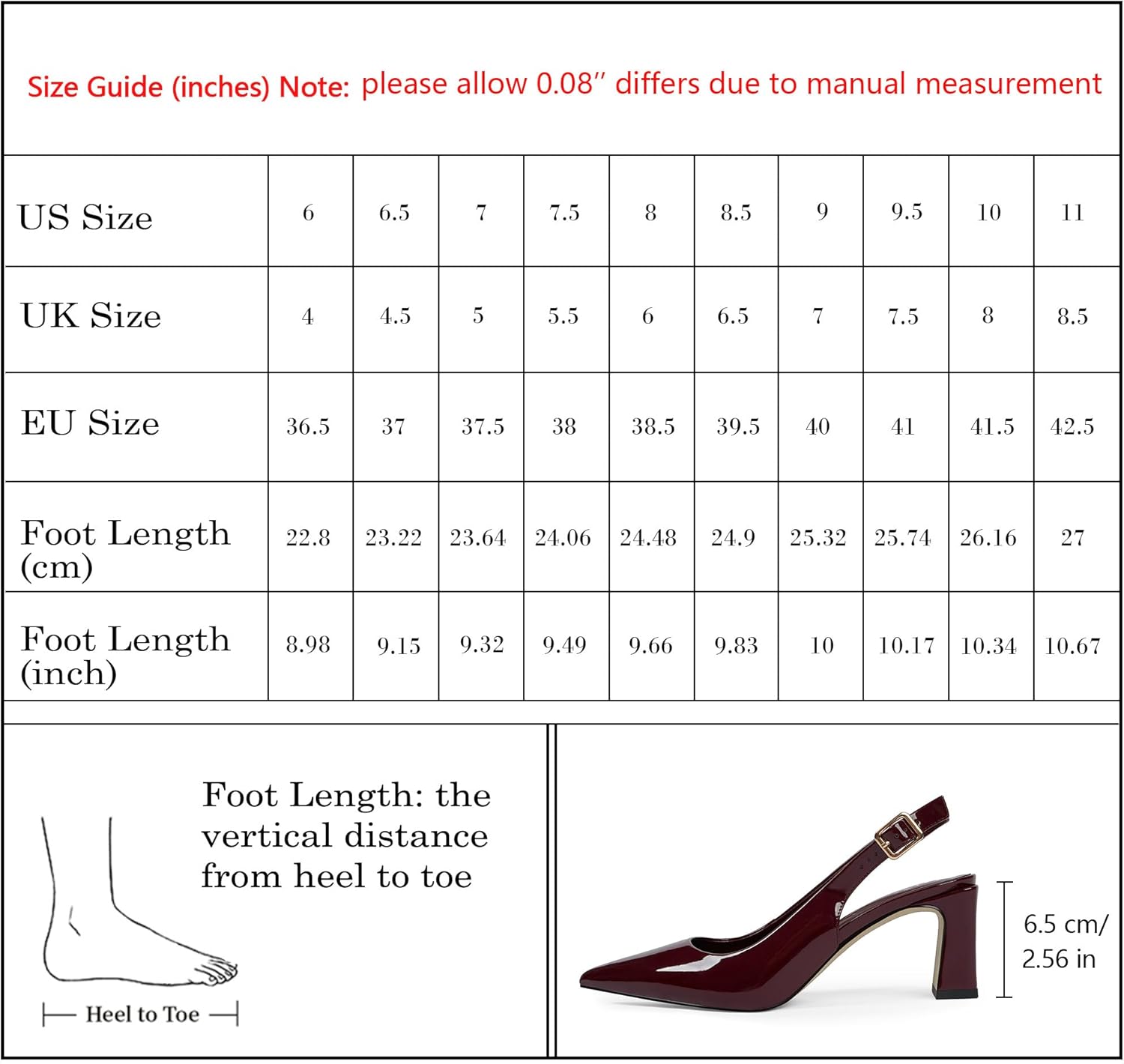 Womens Pumps Pointed Closed Toe Chunky Heel Slingback Heels for Women - Image 8