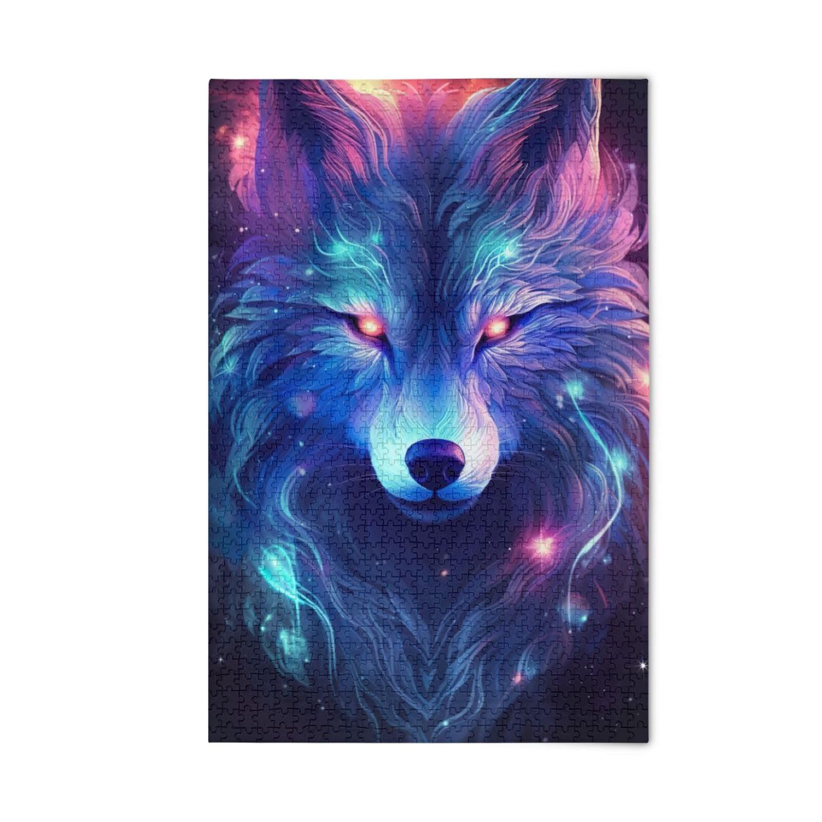 Amazon.com: Puzzles for Adults 1000 Piece Purple Galaxy Wolf