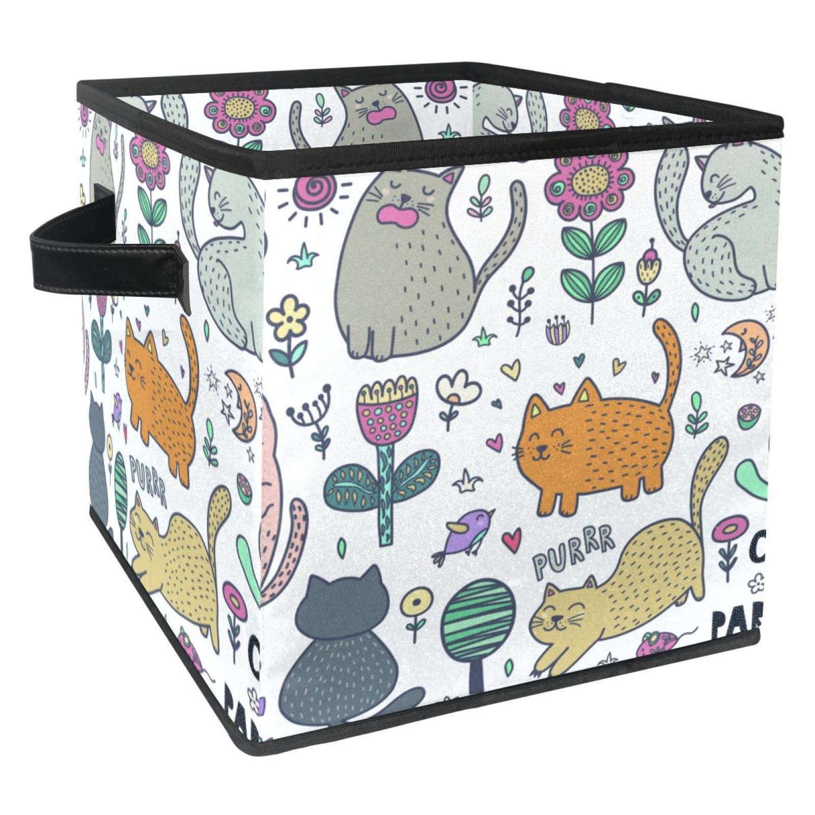 Boîte de rangement pliable en tissu chats pour ranger le linge