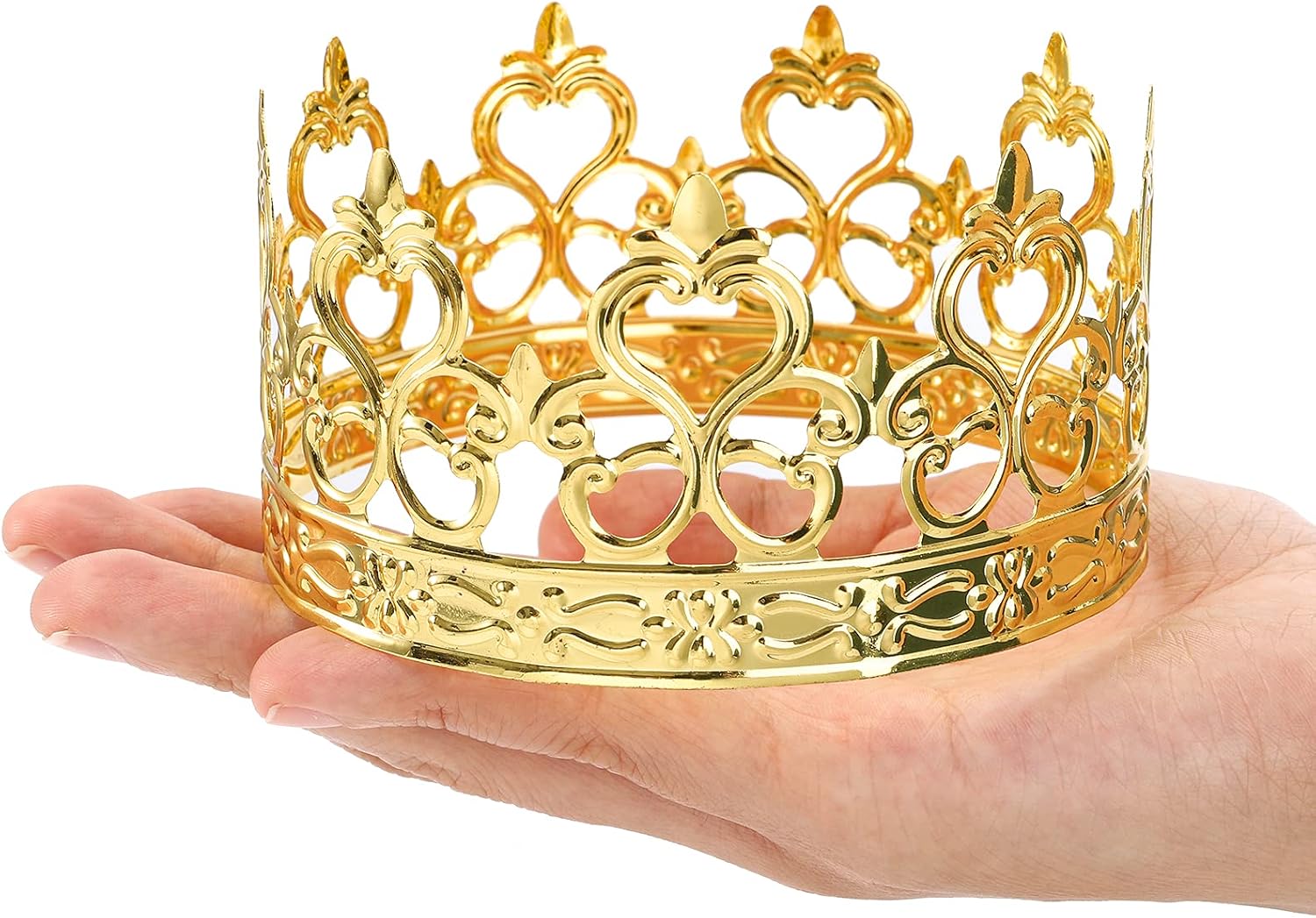 Fasmov 4 Pcs Mini Prinrcess Gold Crown Cake Topper for Wedding Birthday Party Cake Decoration (Gold)