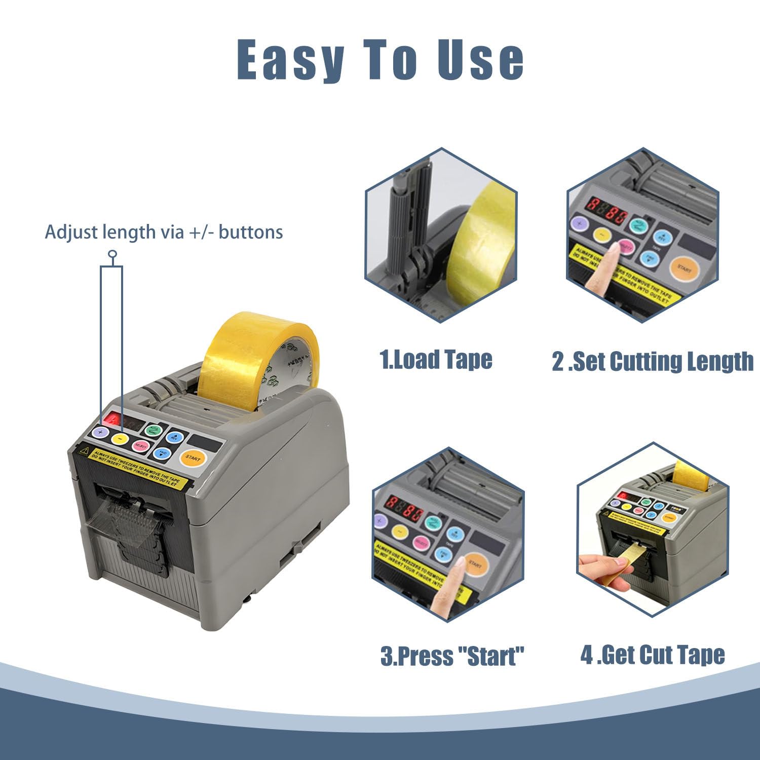 Dispenser Automatico di Nastro Adesivo,taglierina programmabile 6-999 mm Silicone | Lunghezza digitale preimpostata con memoria.Larghezza massima 60 mm.Ideale per imballaggio in magazzino e ufficio postale