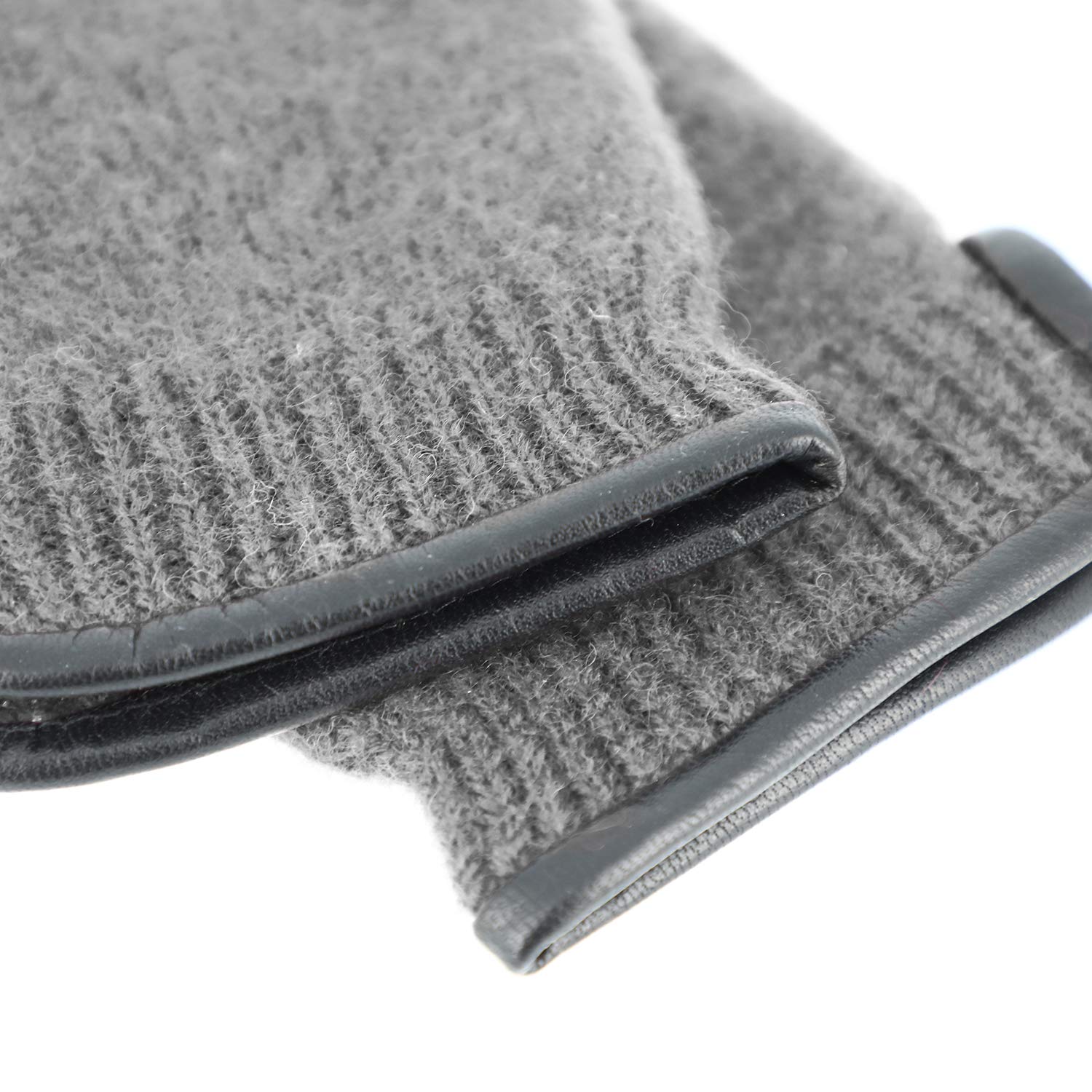 fiebig Mitten in pura lana con bordo in pelle | Guanto in lana fine per uomo e donna | Muffola In molti colori e dimensioni
