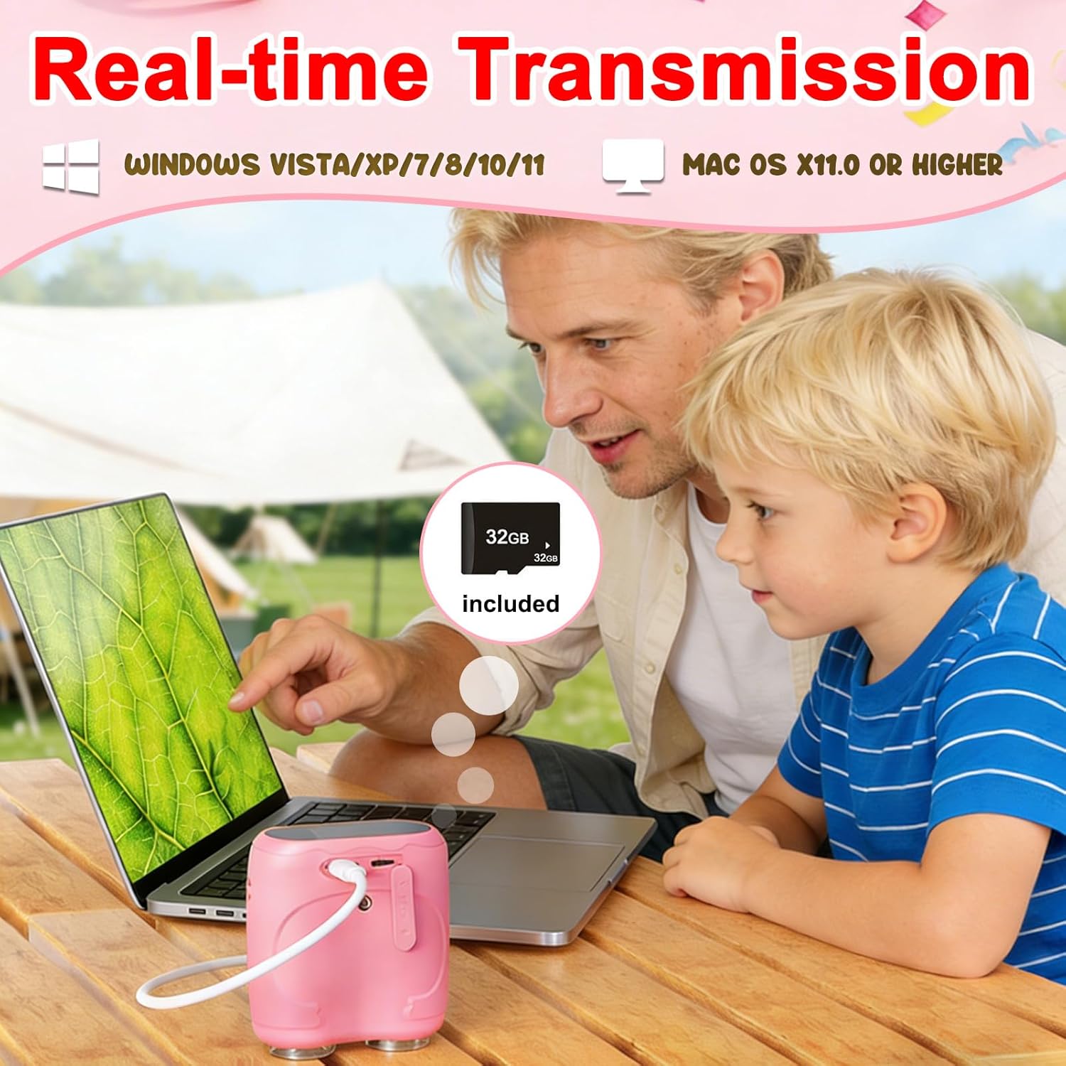 1000X Digital Microscope for Kids &Binoculars,Handheld Kids Microscope with 2.0" Screen,Rechargeable USB Portable Microscope,STEM Education Toys Christmas Birthday Gifts for Kids Boys Girls Ages 4-12