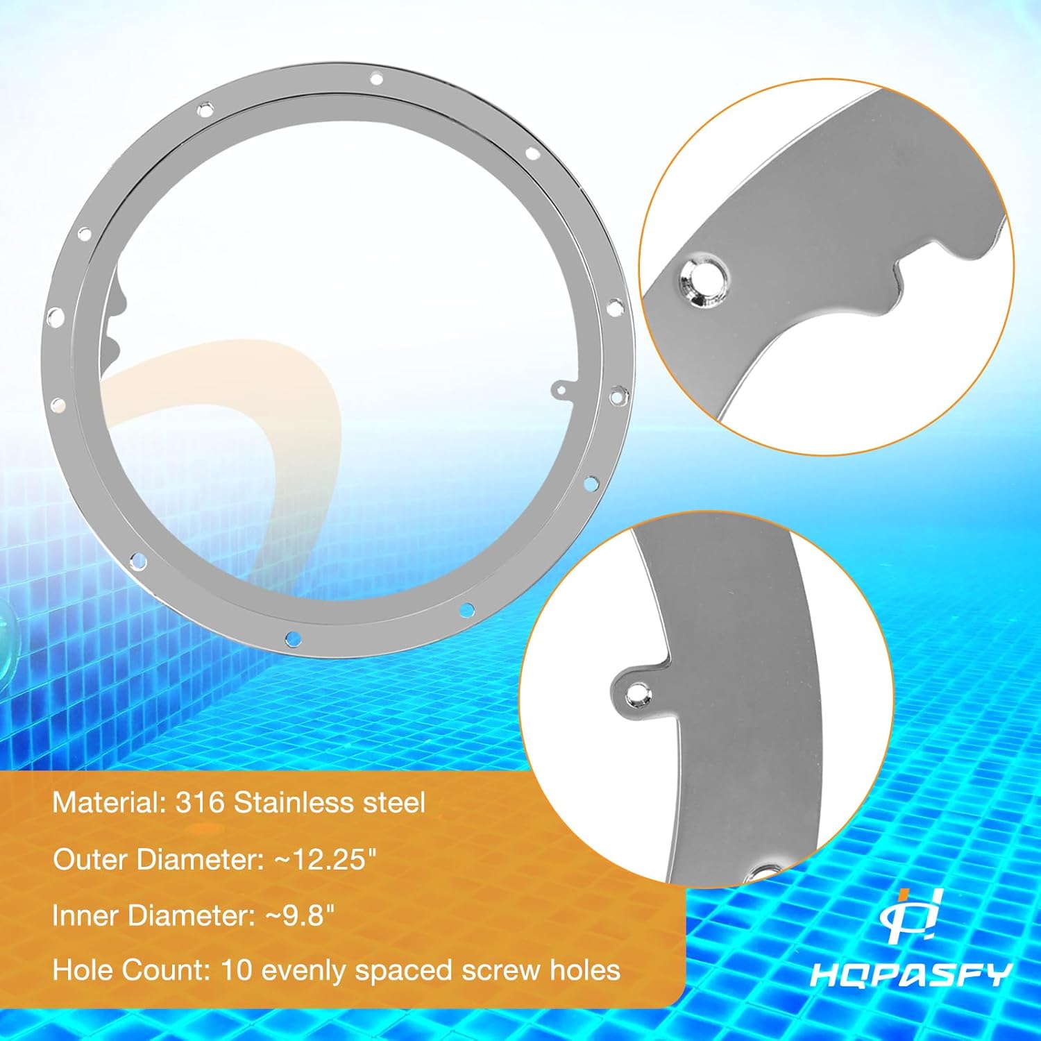 HQPASFY 79200200, 10-Hole Standard Liner Sealing Ring Compatible with Pentair Large Stainless Steel Pool Light Niches, Replace 25549-002-000 AMP-301-4016