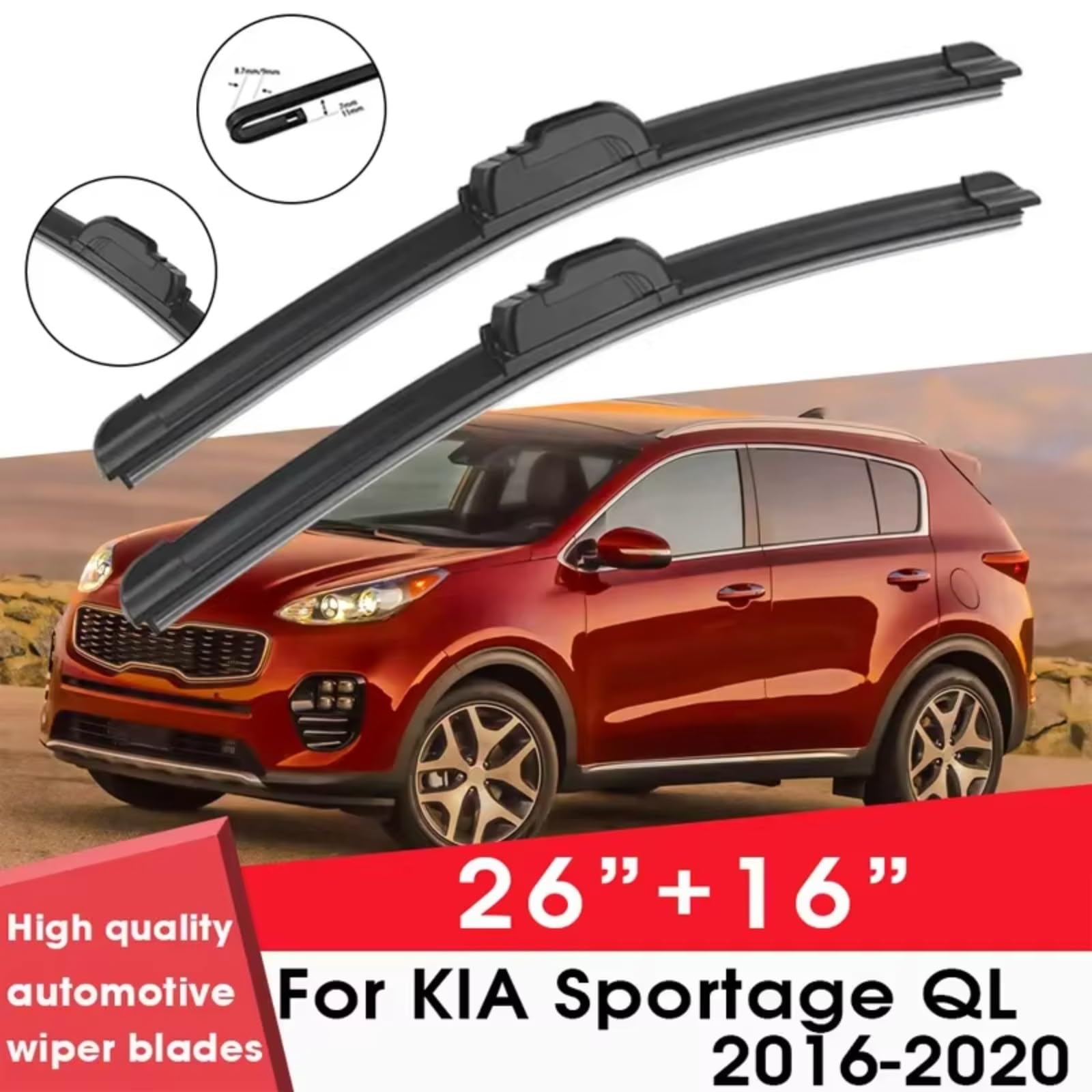 Escobillas Silen Compatible Con KIA Para Sportage QL 2016 2017 2018 2019 2020 26"+16" Accesorios Para Coche Escobillas Limpiaparabrisas BEMOST Escobillas Limpiaparabrisas Para Coche