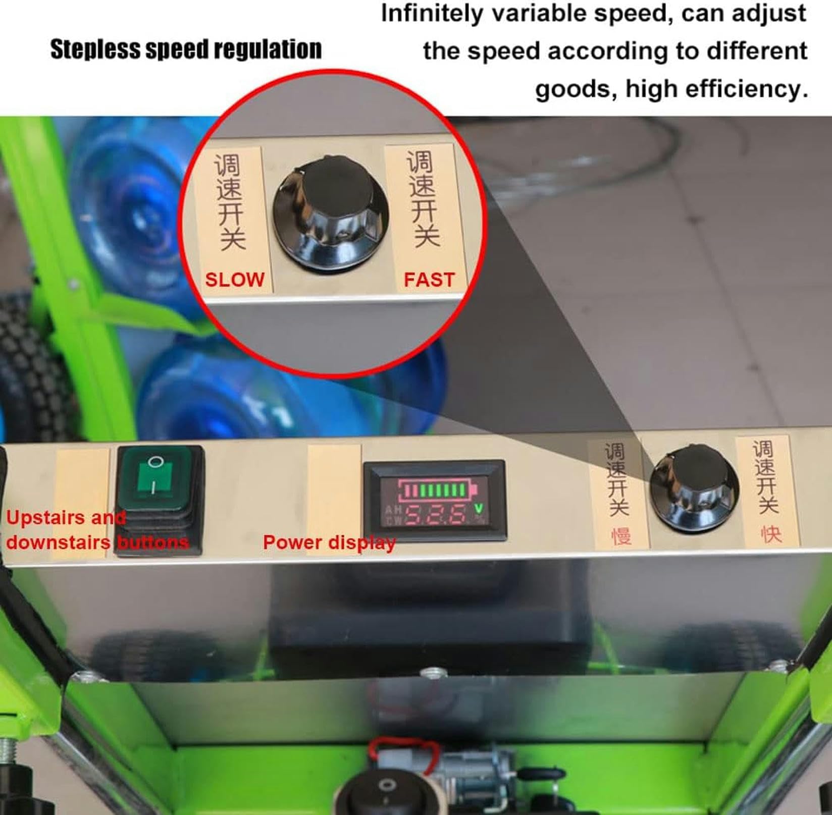 Carrello montascale elettrico, carrello a mano che risparmia manodopera su e giù per le scale con carico 200 kg, carrello facile da usare con motore brushless da 850 W/verde / 48 V / 16 A