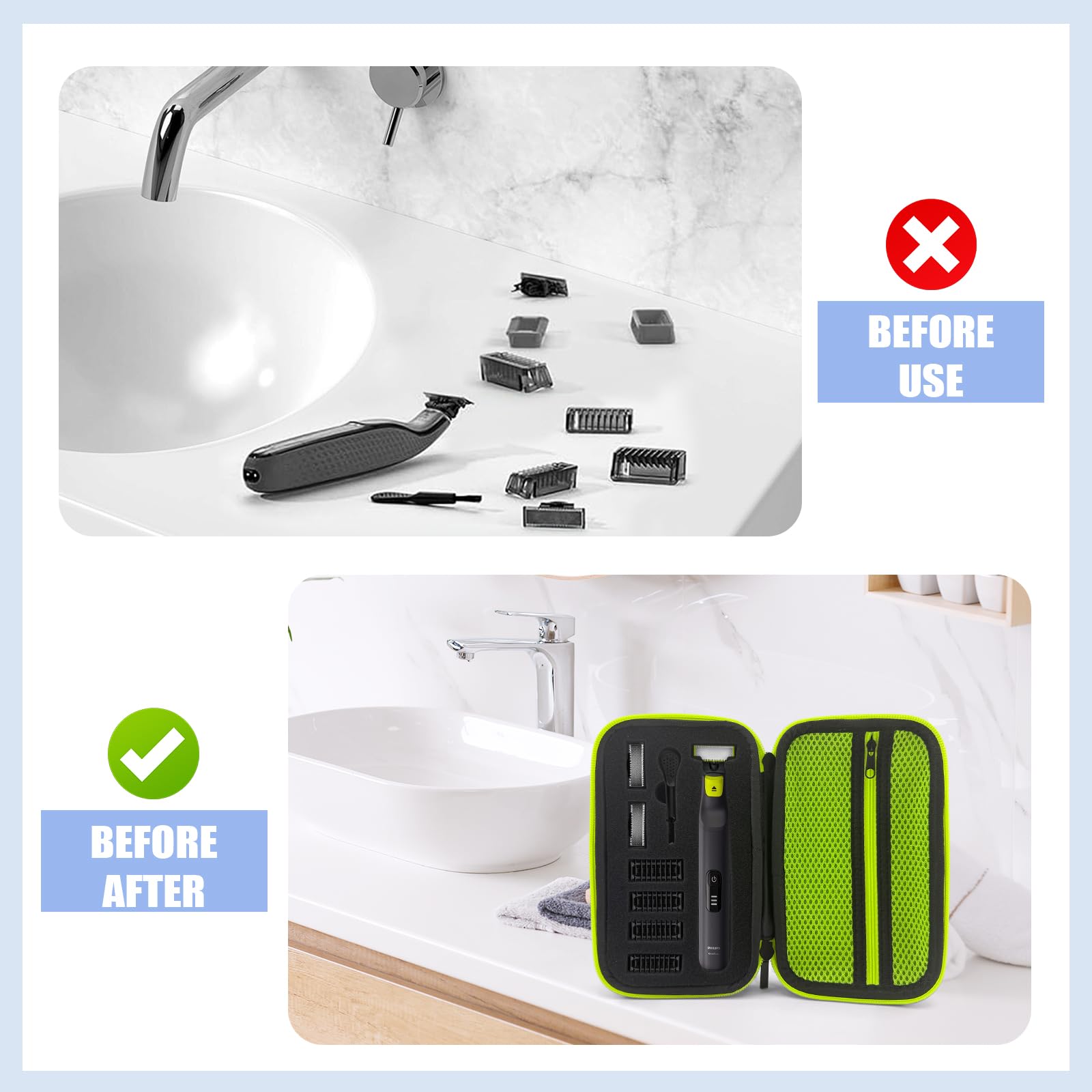 FORETOGO for Philips One Blade Case,Portable Razor Holder Storage Bag Waterproof Razor Storage Case for Philips,Shaver Carrying Case for Philips QP2520/90/70 - Image 4