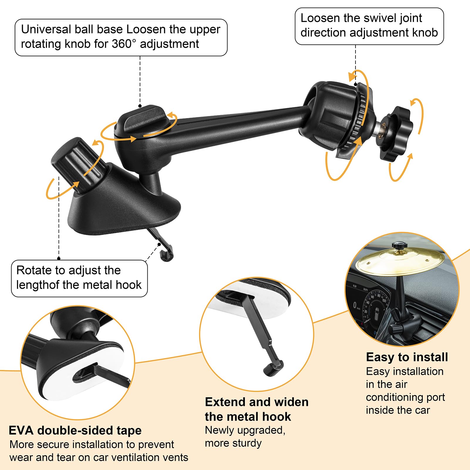 Drum Accessories Car Drum Cymbal Air Vent, Mini Finger Drum Cymbals For Car Vents Dash Symbol For Car