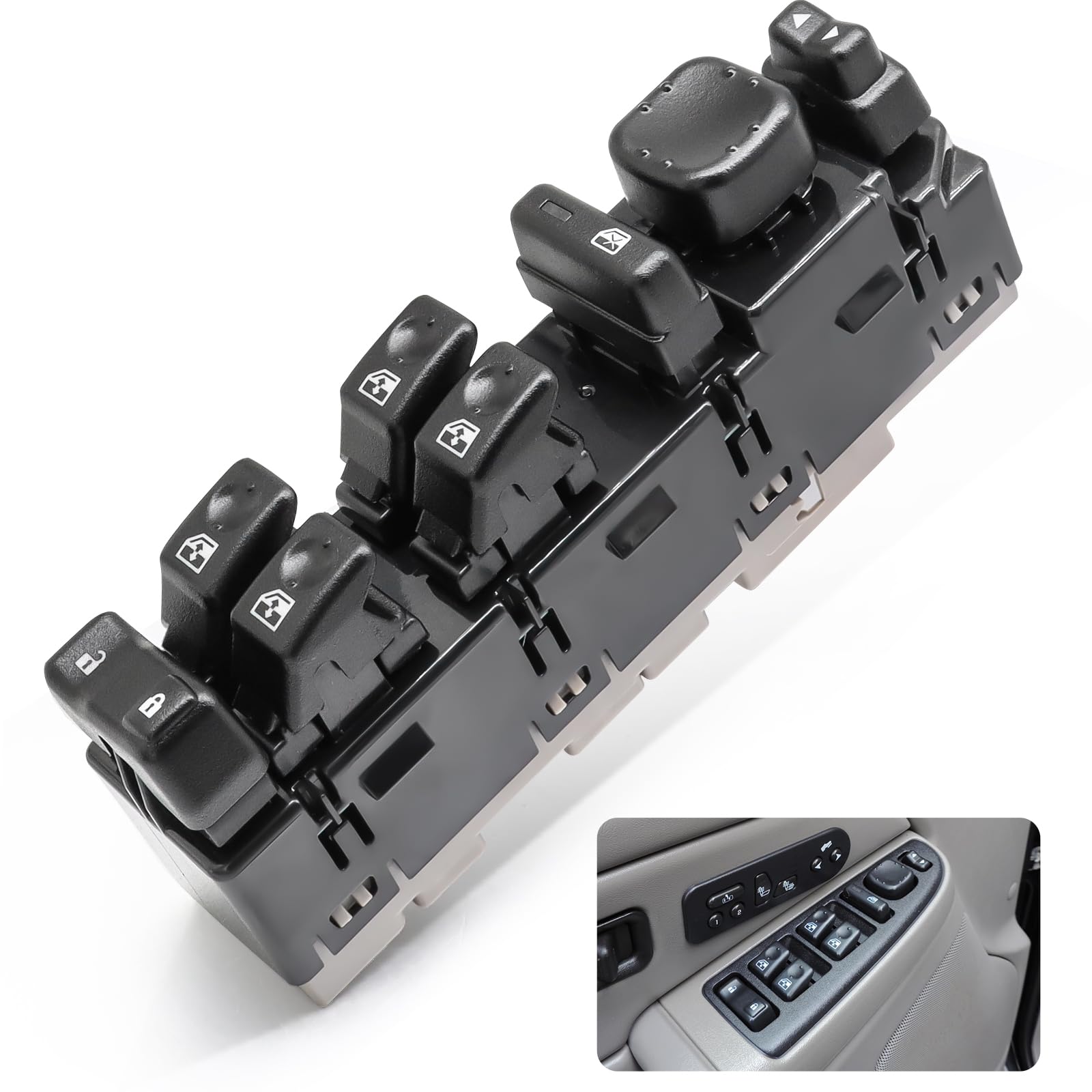 kerioleeWindow Switch Panel 15883323 Left Driver Side Door Lock Power Window Switch for 2003-2007 Chevrolet Silverado Avalanche Suburban Tahoe Cadillac Escalade ESV EXT GMC Yukon Sierra Yukon XL