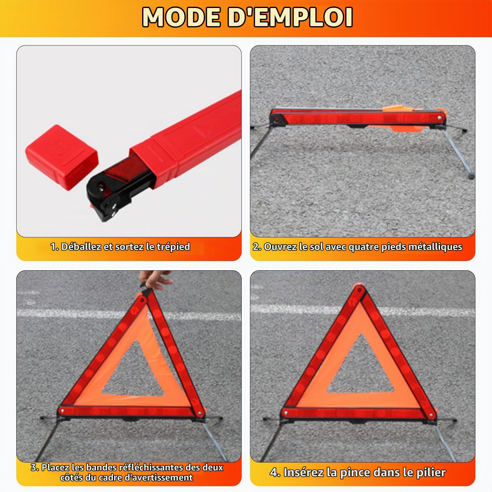 2 Pièces Triangle de Signalisation, 2 Pièces Gilet Jaune et Un Disque Bleu de Stationnement, Triangle et Gilet Jaune pour Voiture Kit de Sécurité Routière