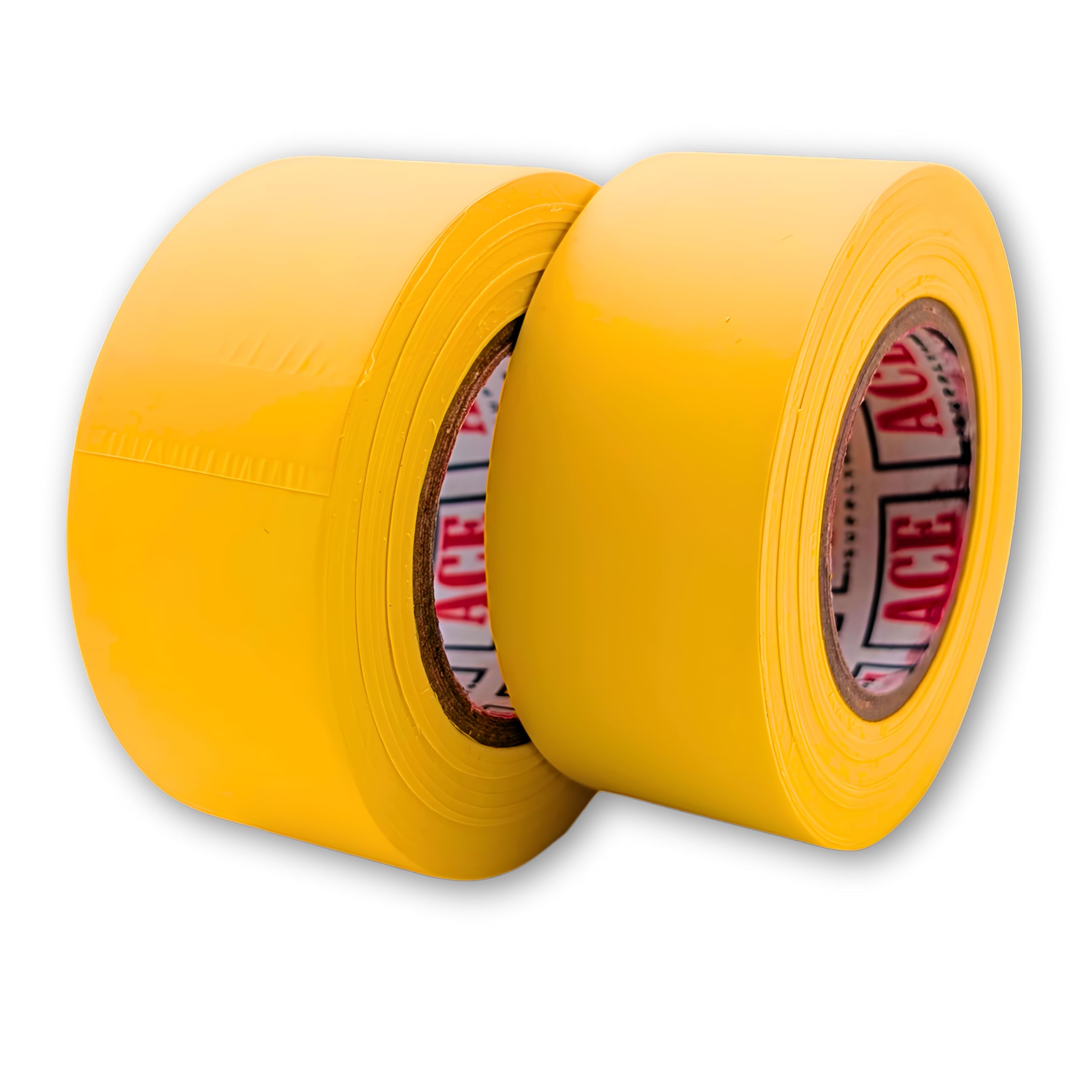 ACE Supply Yellow Flagging Tape - 2 Pack - 1-3/16 Inch Width, 150 Ft Length, 2 Mil - Non-Adhesive Survey Tape - Tree Marking Ribbon, Surveyors Ribbon