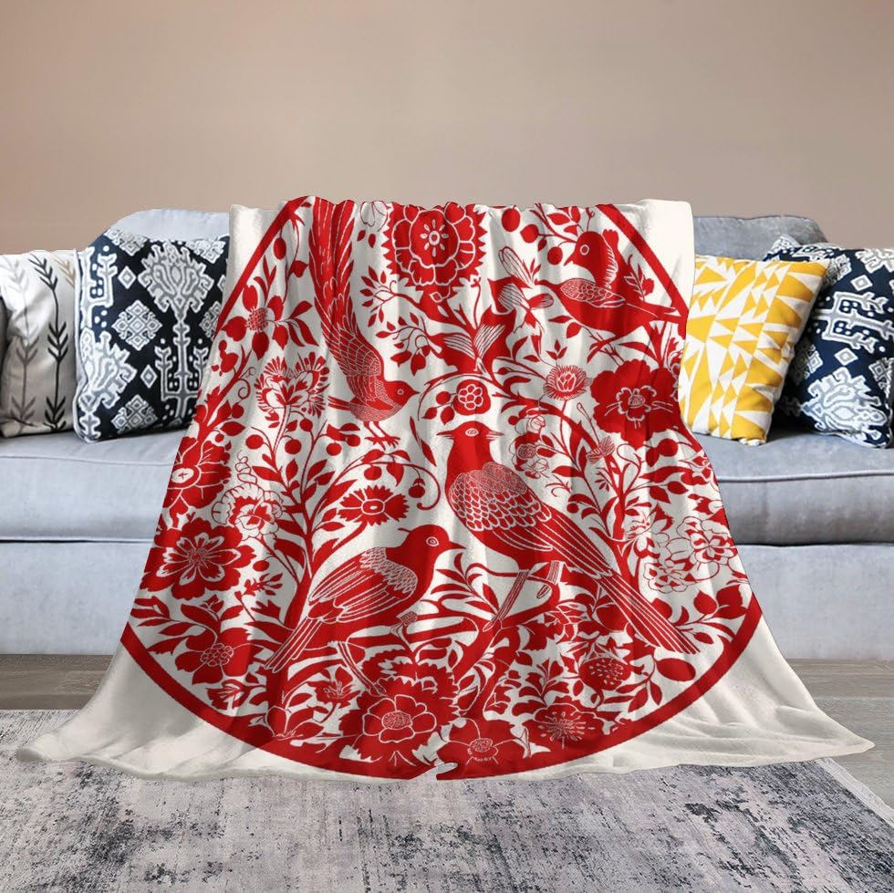 Couverture flanelle douce et ultra légère plaid rouge anti-froid pour salon et lit