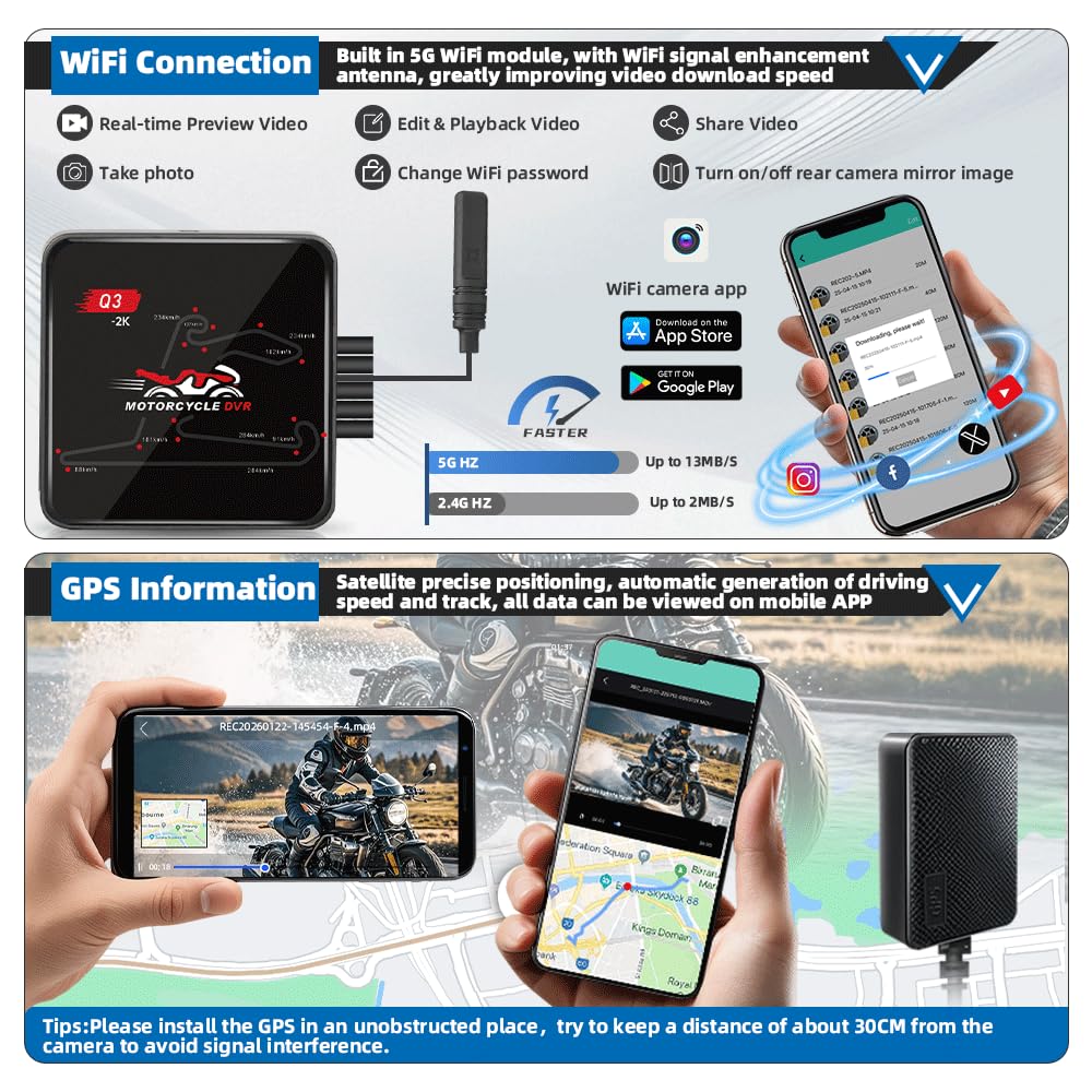 Amazon.co.jp: VSYSTO バイク用 ドライブレコーダー 2K 前後カメラ 5G