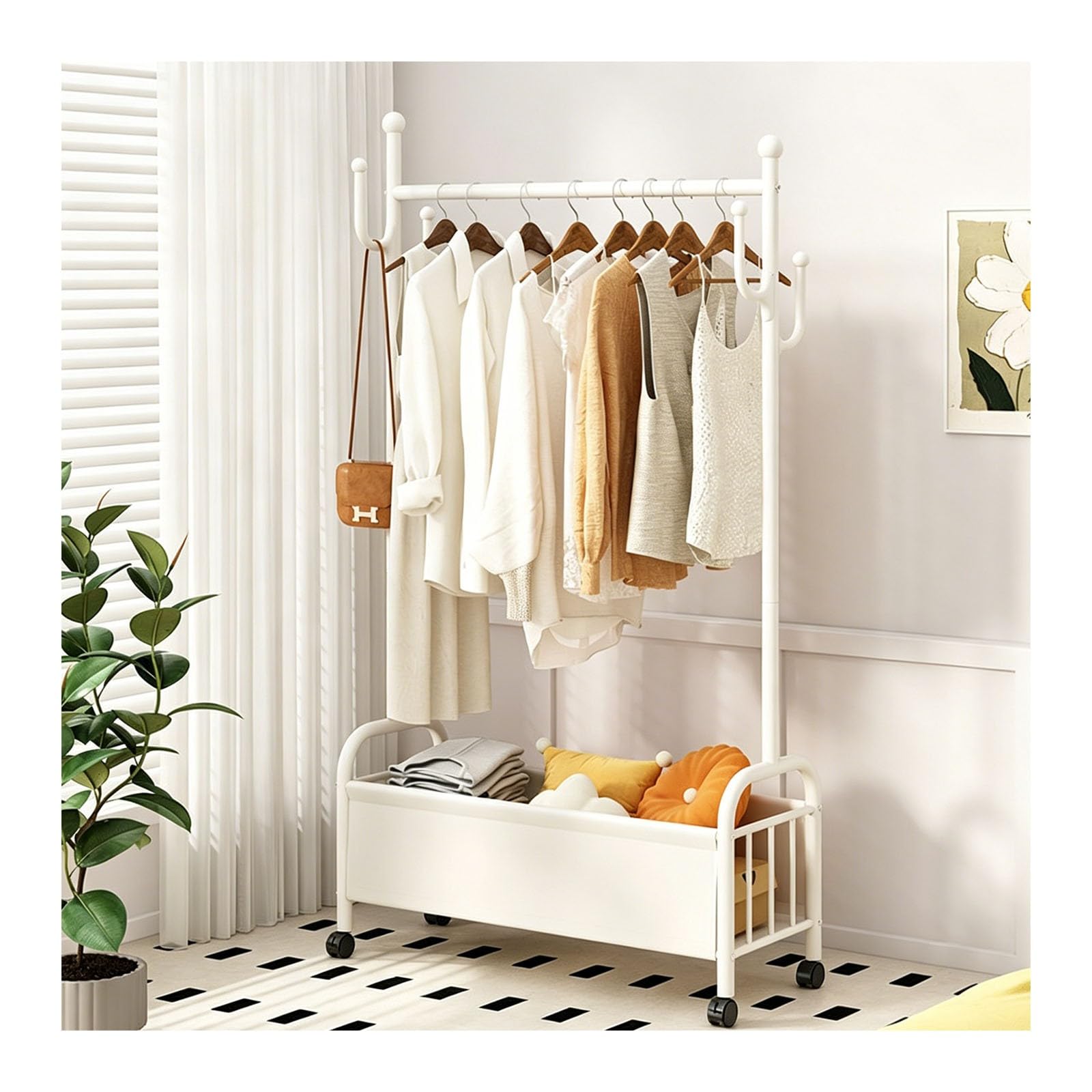 SXDHOCDZ Wooden Hangers, Independent Roll Up Hangers, Suitable for Bedrooms(white,100cm)