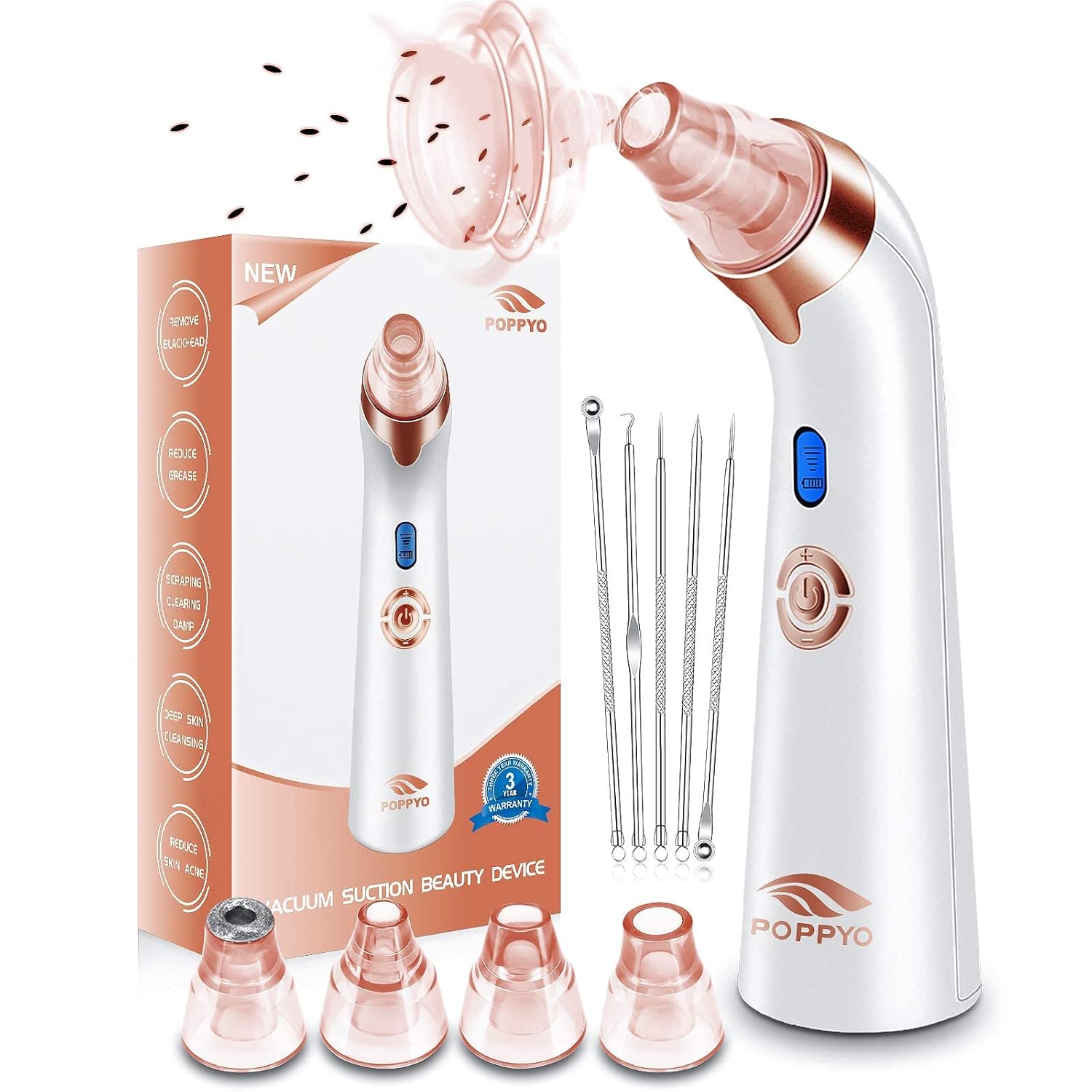 Blackhead Remover Vacuum, POPPYO Blackhead Pore Vacuum, Electric Facial