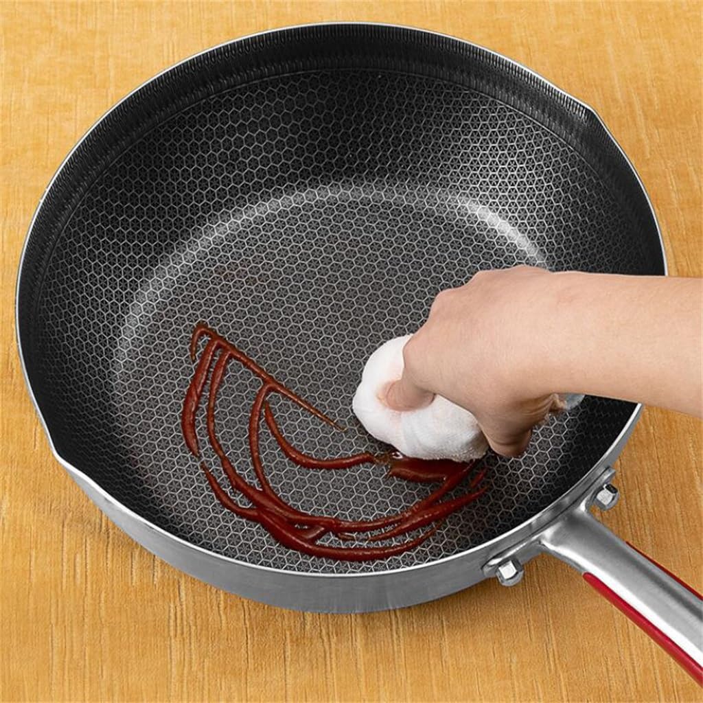 Padella in acciaio inox con fondo piatto antiaderente, senza rivestimento, per neve, D-28 cm