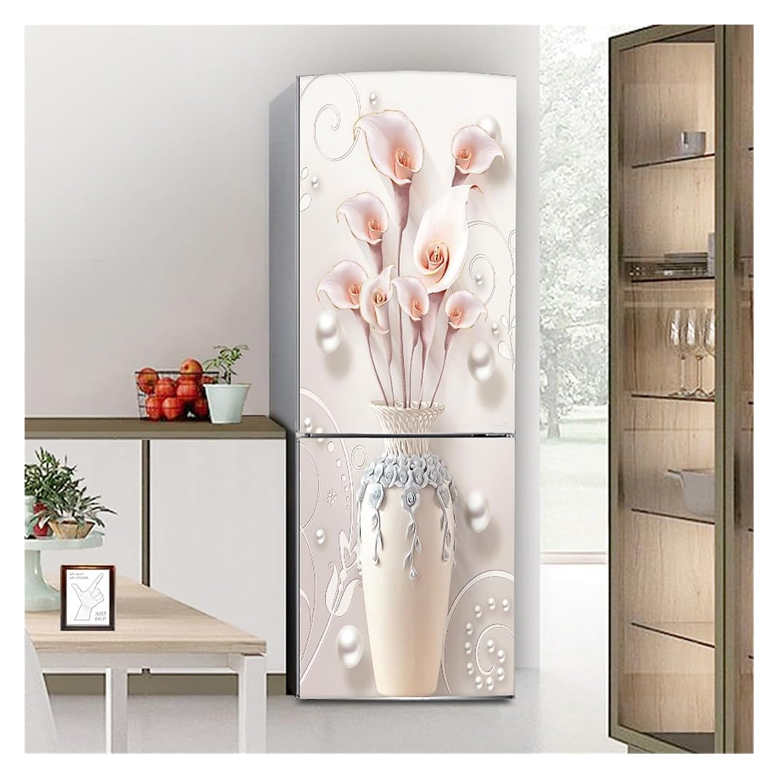 GDHKDDFL Minimalist, luxury-inspired fridge decals, Fridge Sticker Full Covering Door Covers Skins Wall Stickers for Kitchen Decal(M: 60x180 cm)