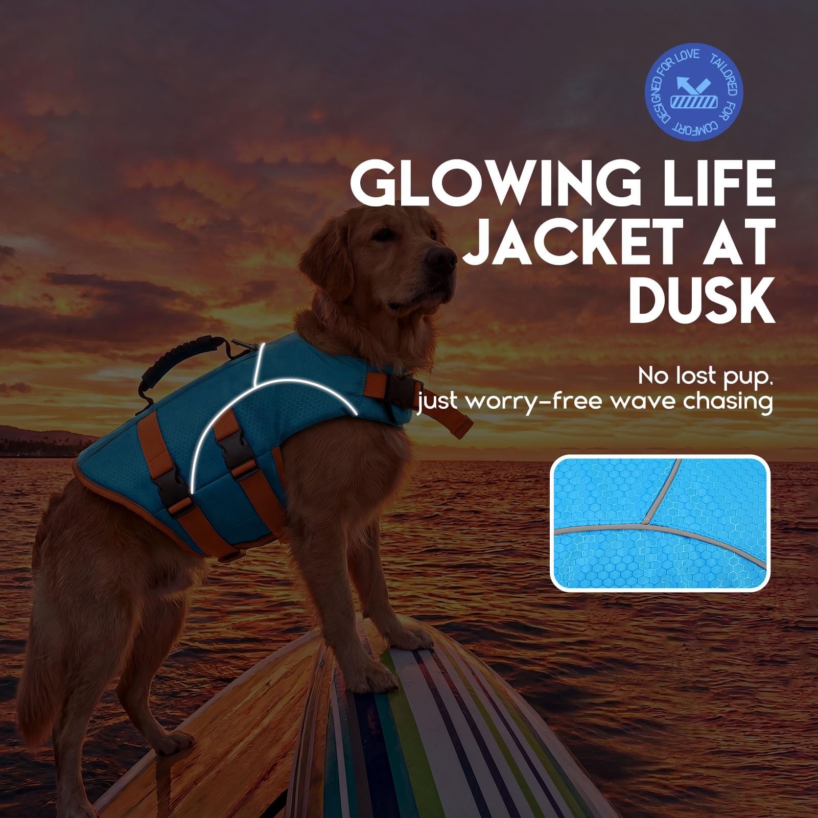 ASENKU Chaleco Salvavidas para Perros para Perros Pequeños, Medianos y Grandes, Arnés Ajustable + Asa de Transporte, Bandas Reflectantes, Ideal para Natación, Paseos en Barco y Actividades Acuáticas