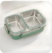 Motka Premium 1000 ml 2-Compartment Bento Lunch Box | Stainless Steel Slim Tiffin | Leak-Proof Container| BPA & Odour-Free| Durable & Dishwasher Safe | Ideal for Office, Travel & School (Green)