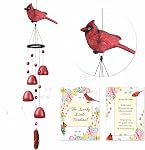 Cardinal Wind Chimes for Outside，Red Bird Wind Chimes Outdoor Decorations, for Mom/Grandma，Garden Patio Backyard Hanging Decor.