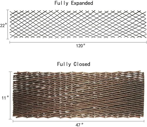 Miniatura 5 de Nature Willow Trellis - Soporte expandible para plantas trepadoras, enrejado de sauce extensible para plantas trepadoras, soporte de 36 x 92