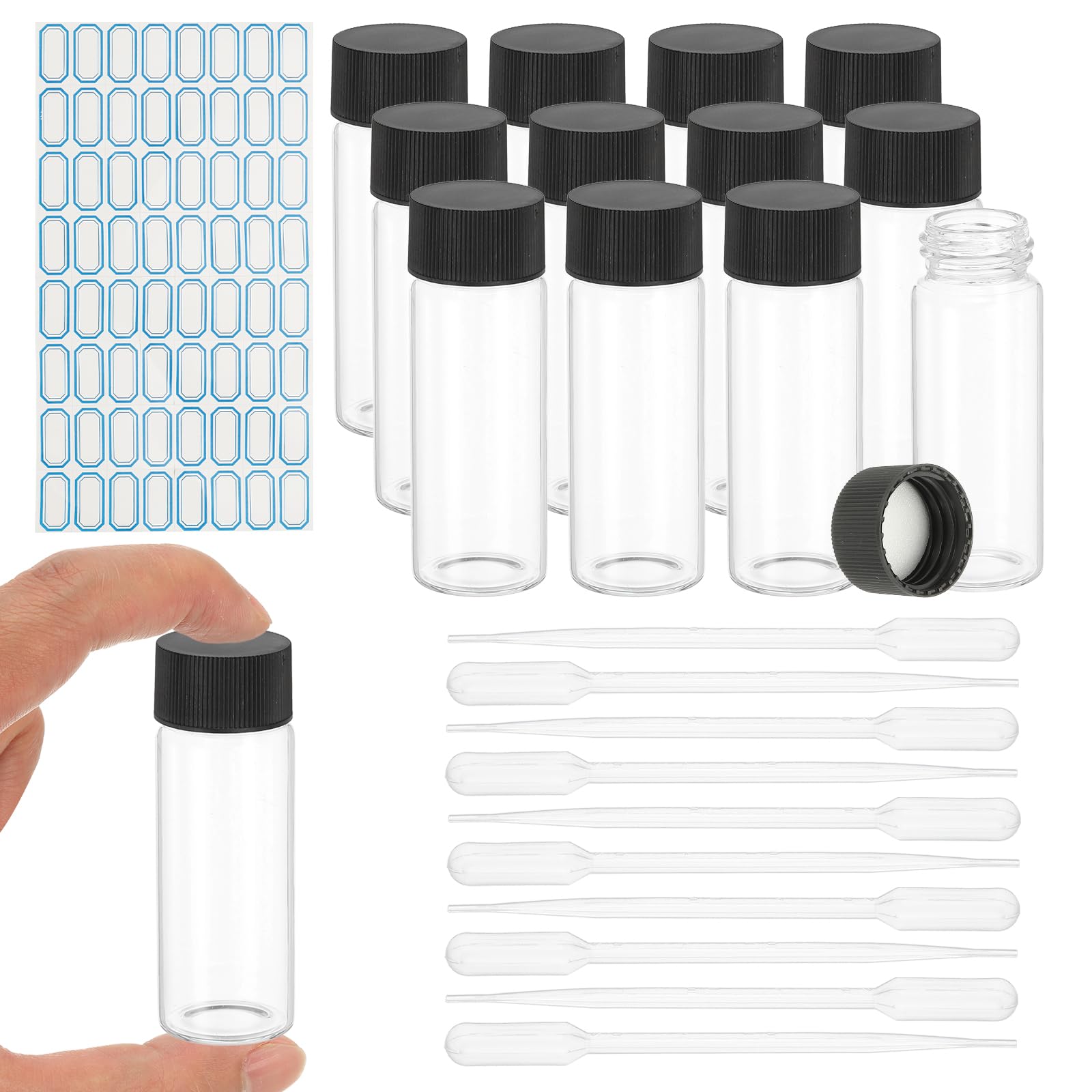 Fioles d'échantillons en verre de 30 ml étanches avec accessoires de dosage