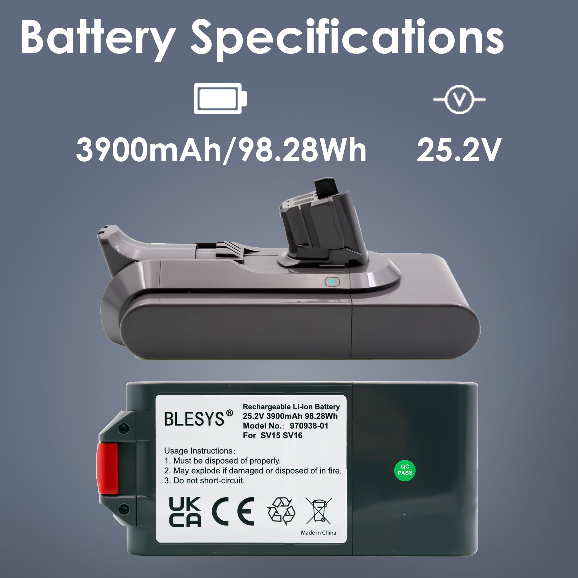 BLESYS Zamiennik baterii do Dyson V11 SV15 Typ Click-in (montaż na przycisk)