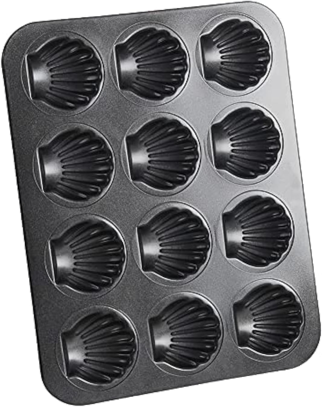 CANDeal 12 Cavity Non-Stick Madeleine Pans Carbon Steel Cake Pan French Dessert Mold Spherical Scallop Madeline Bakeware