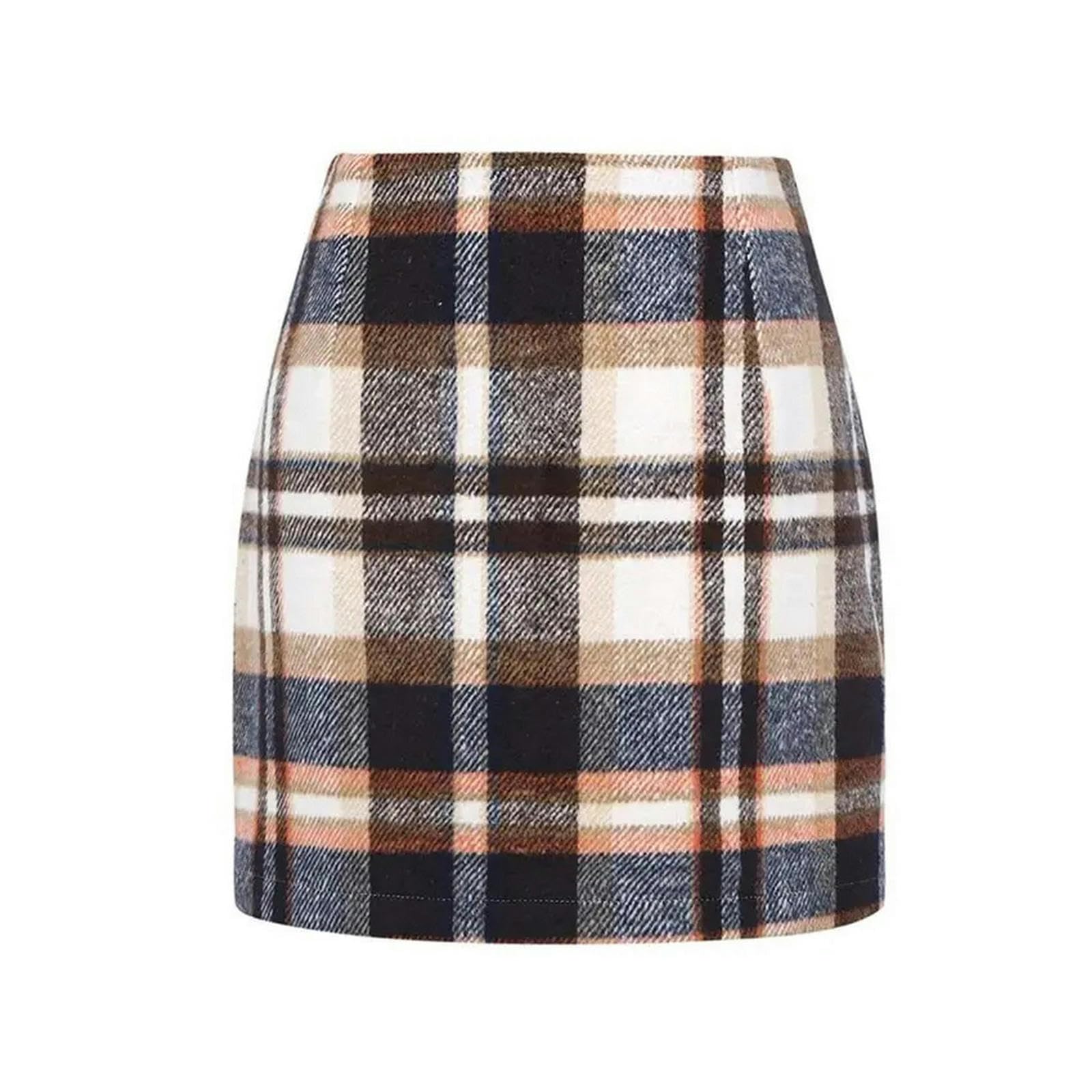 Skirt Autumn Winter Plaid Mini Skirt For Women Checked Vintage Office Ladies High Waist Pencil Bodycon Short Skirt