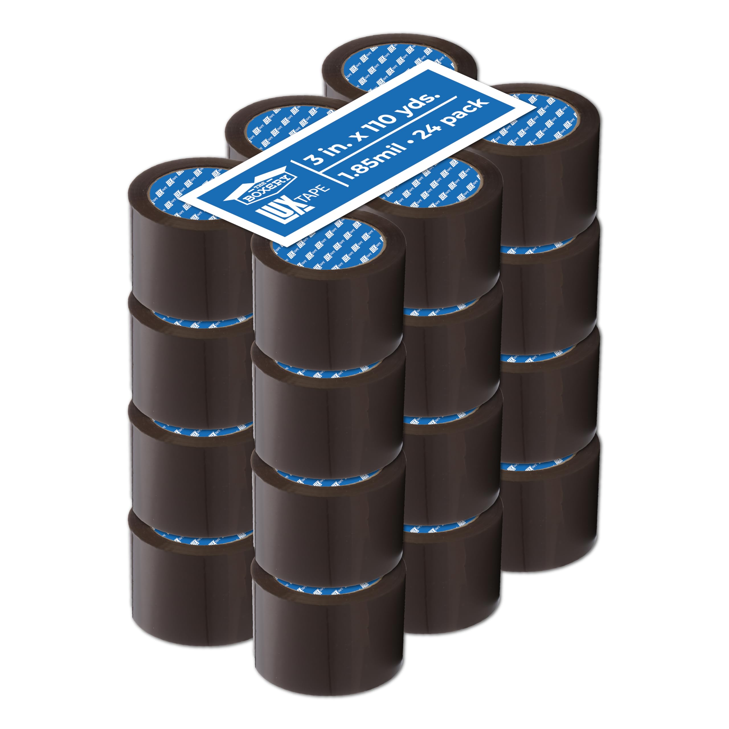 The Boxery 3" x 110 Yards Tan Packing Tape – 24 Roll Carton – Warehouse Grade Adhesive for Shipping, Moving & Packaging – Standard Strength 1.85 Mil