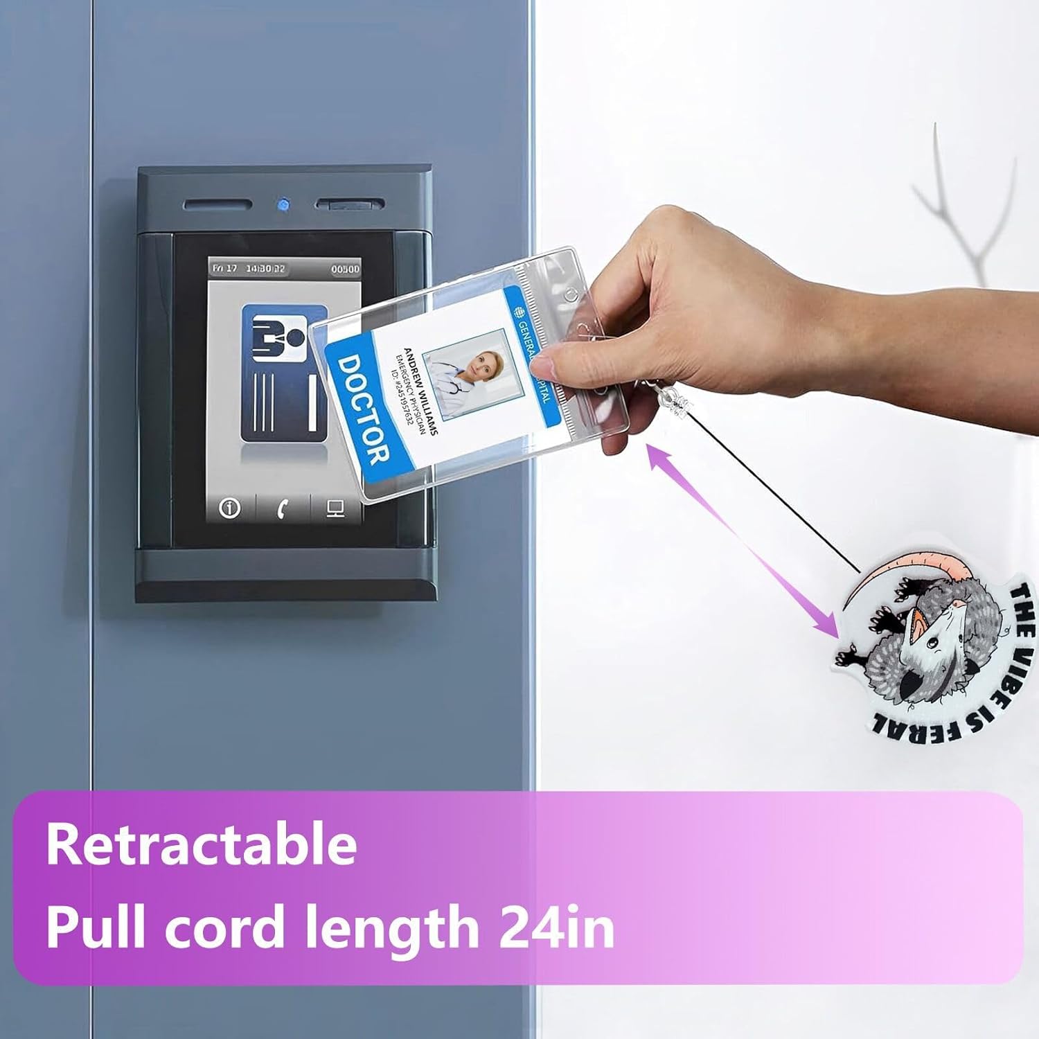 The Vibe is Feral Badge Reel Retractable, Funny Possum Badge Reel for Nurse Nursing Student RN CNA Medical Worker & Teacher, Opossum Lovers ID Badge Holder with Alligator Clip & 24” Durable Nylon Cord - Image 5